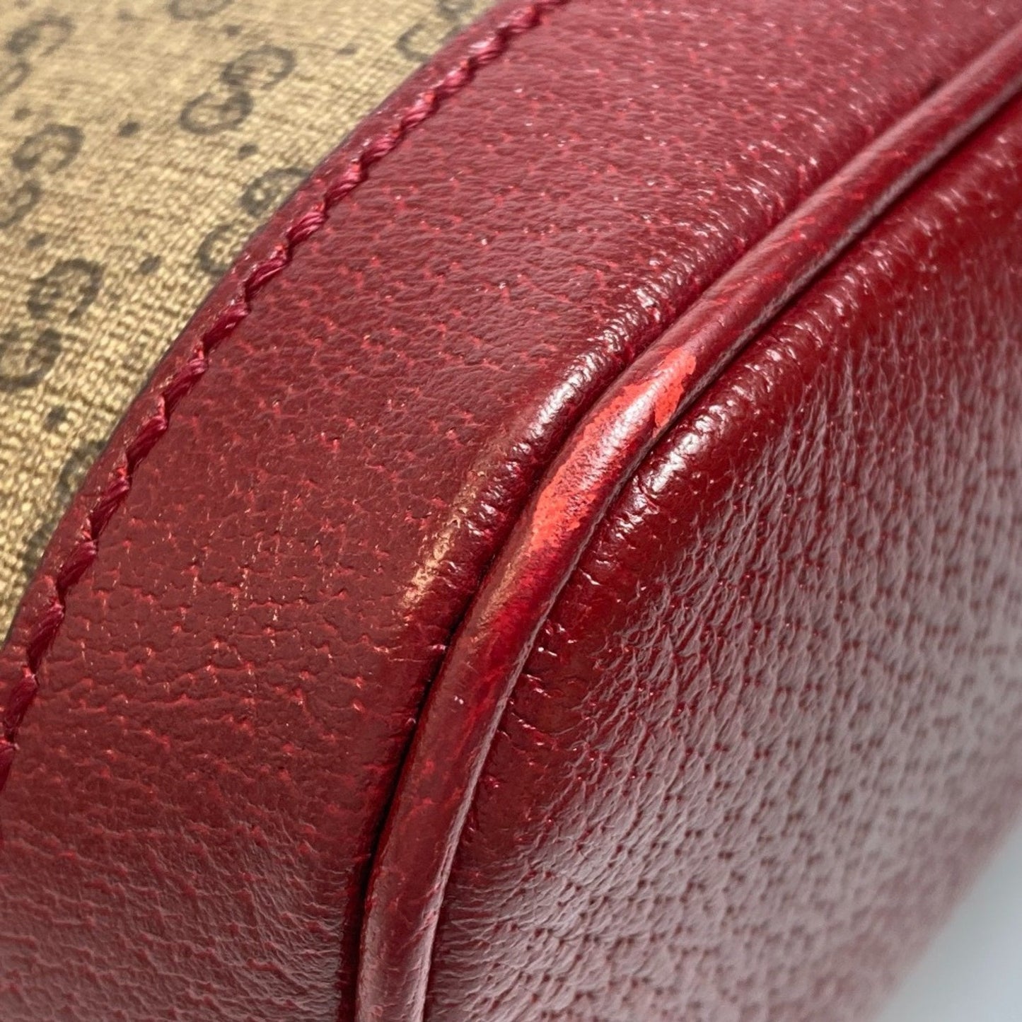 Gucci Beige Red Color Pvc Leather Backpack ( )