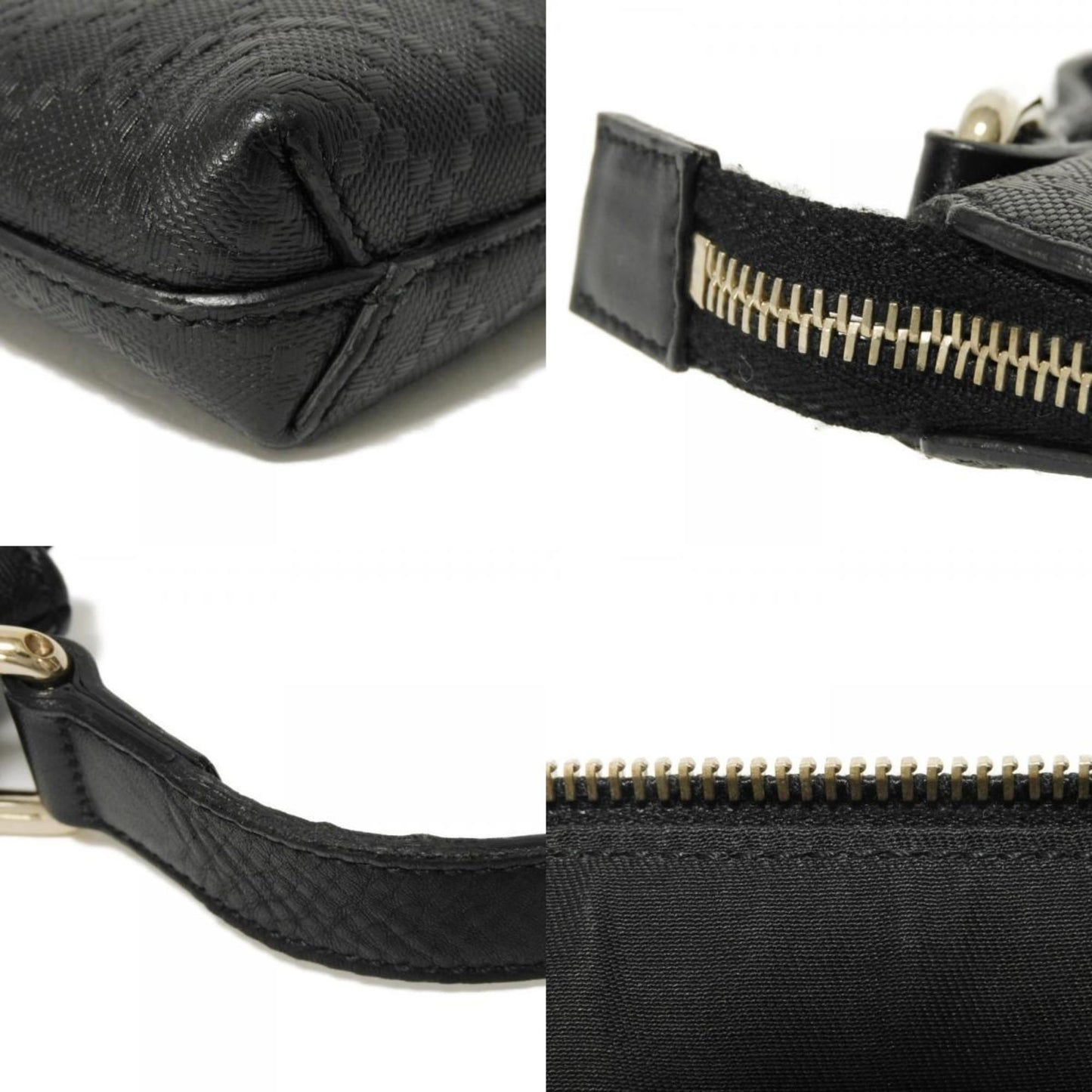 Gucci Diamante Black Leather Messenger Bag Shoulder Bag ( )