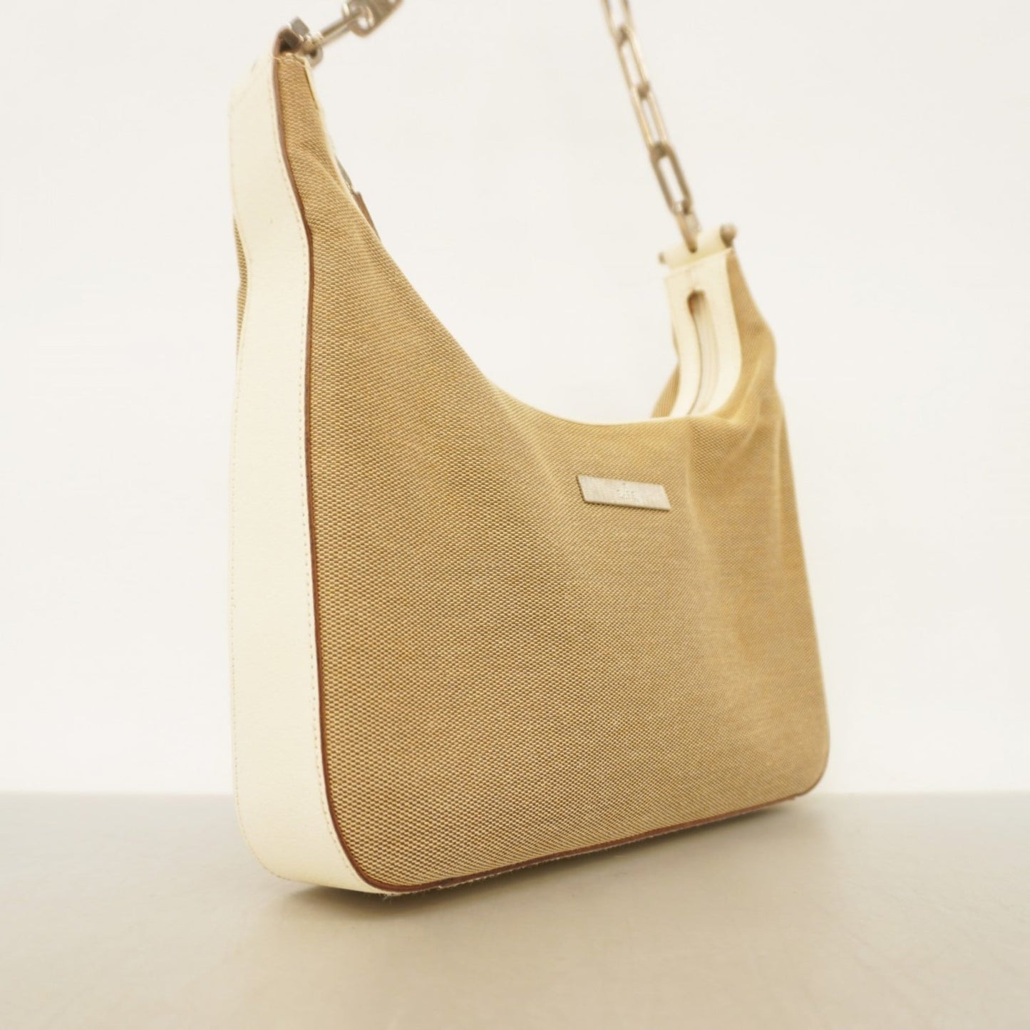 Gucci Beige White Canvas Shoulder Bag ( )