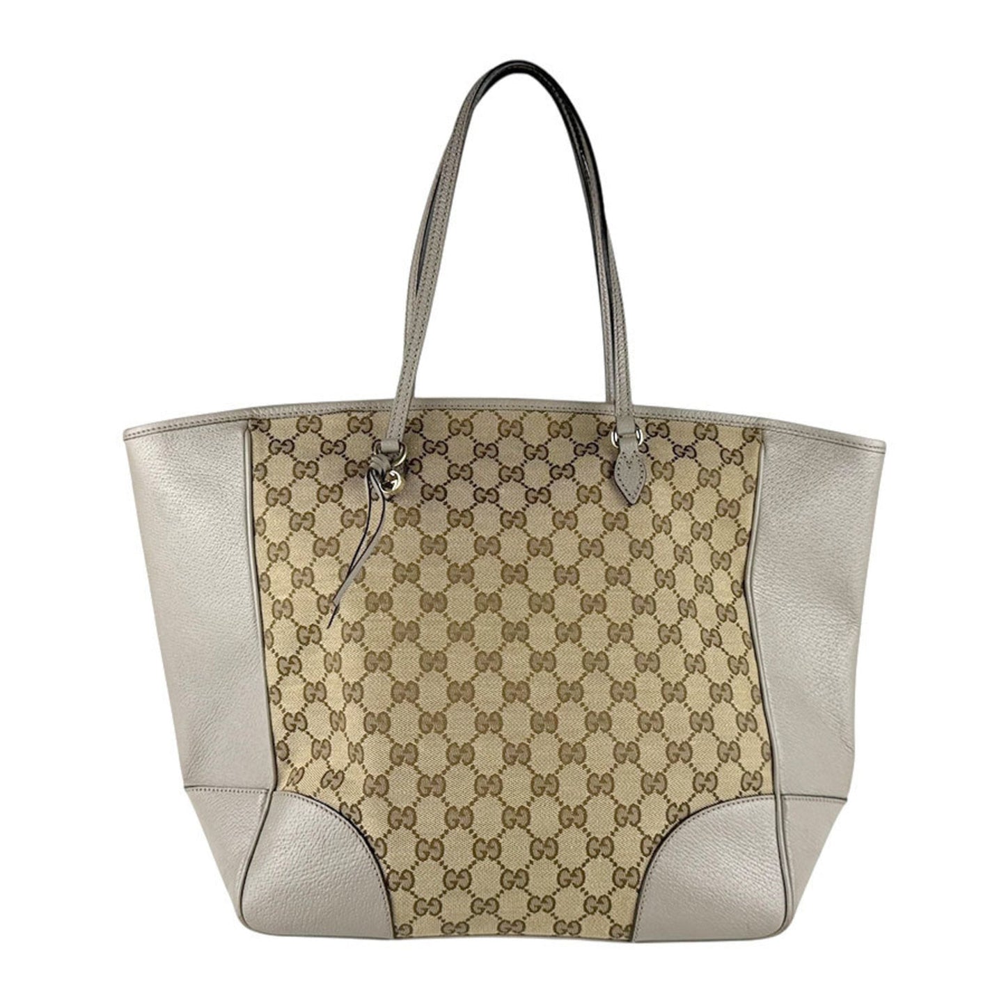 Gucci Brown Gray Gg Canvas Leather Handbag ( )