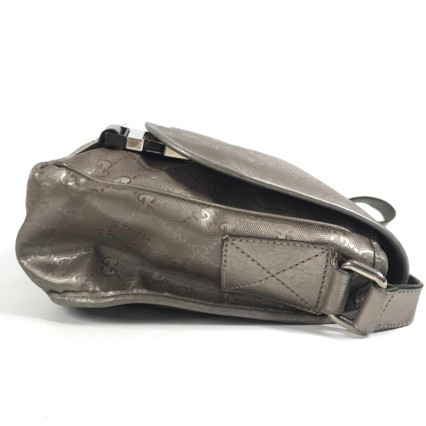 Gucci Metallic Gg Imprimé Leather Messenger Bag Shoulder Bag ( )