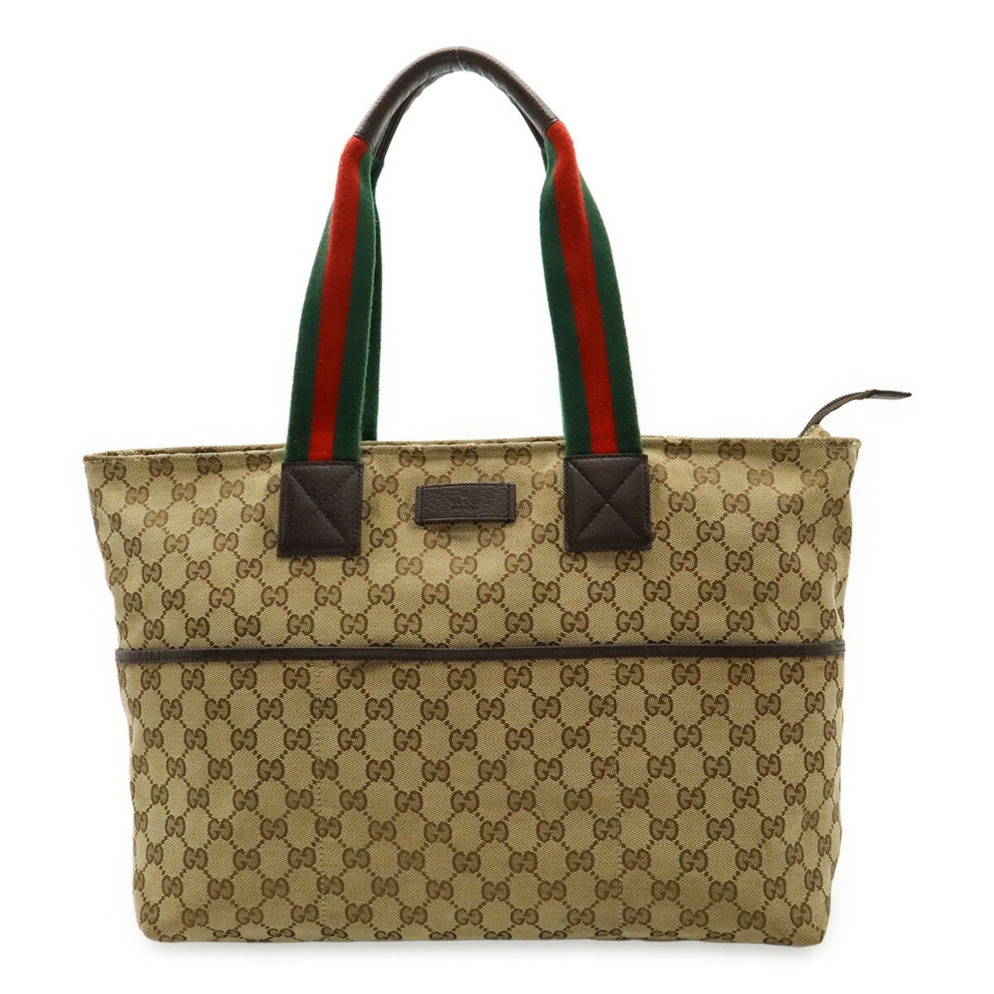 Gucci Beige Khaki Red Color Gg Canvas Leather Shoulder Bag Tote Bag ( )