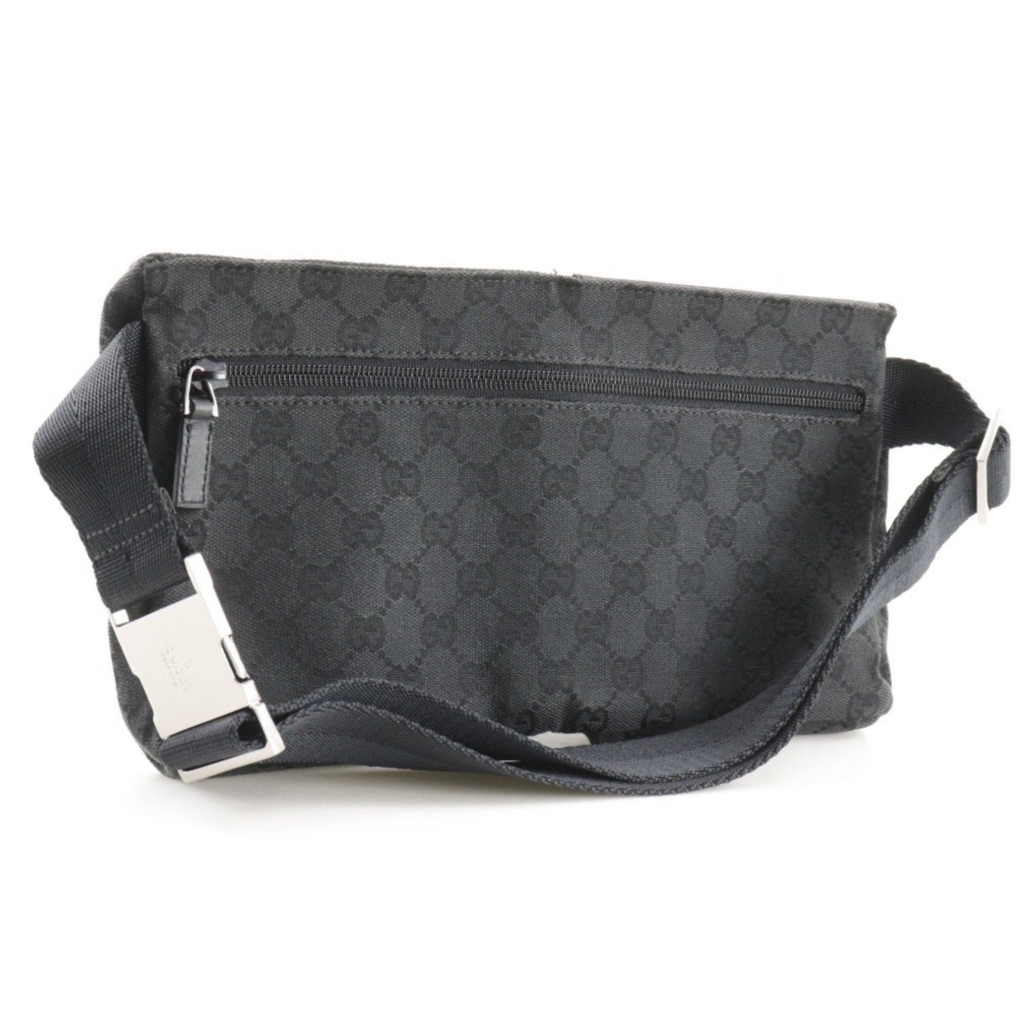Gucci Black Gg Canvas Leather Sling Bag ( )