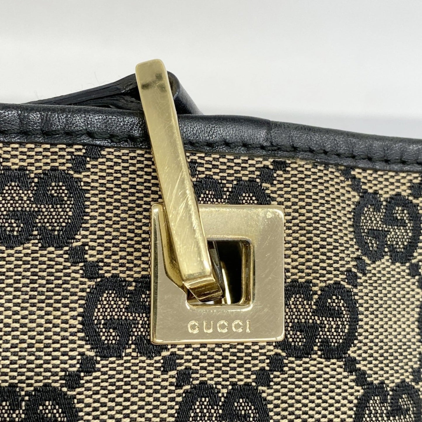Gucci Black Brown Canvas Tote Bag ( )