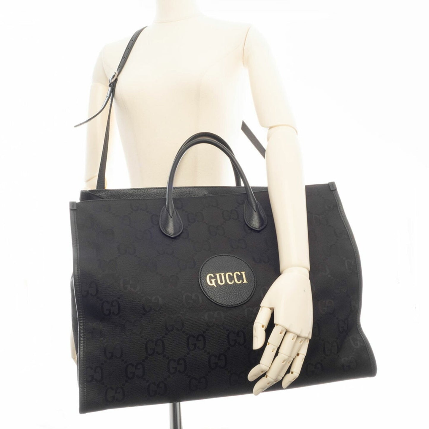 Gucci Black Nylon Leather Tote Bag ( )
