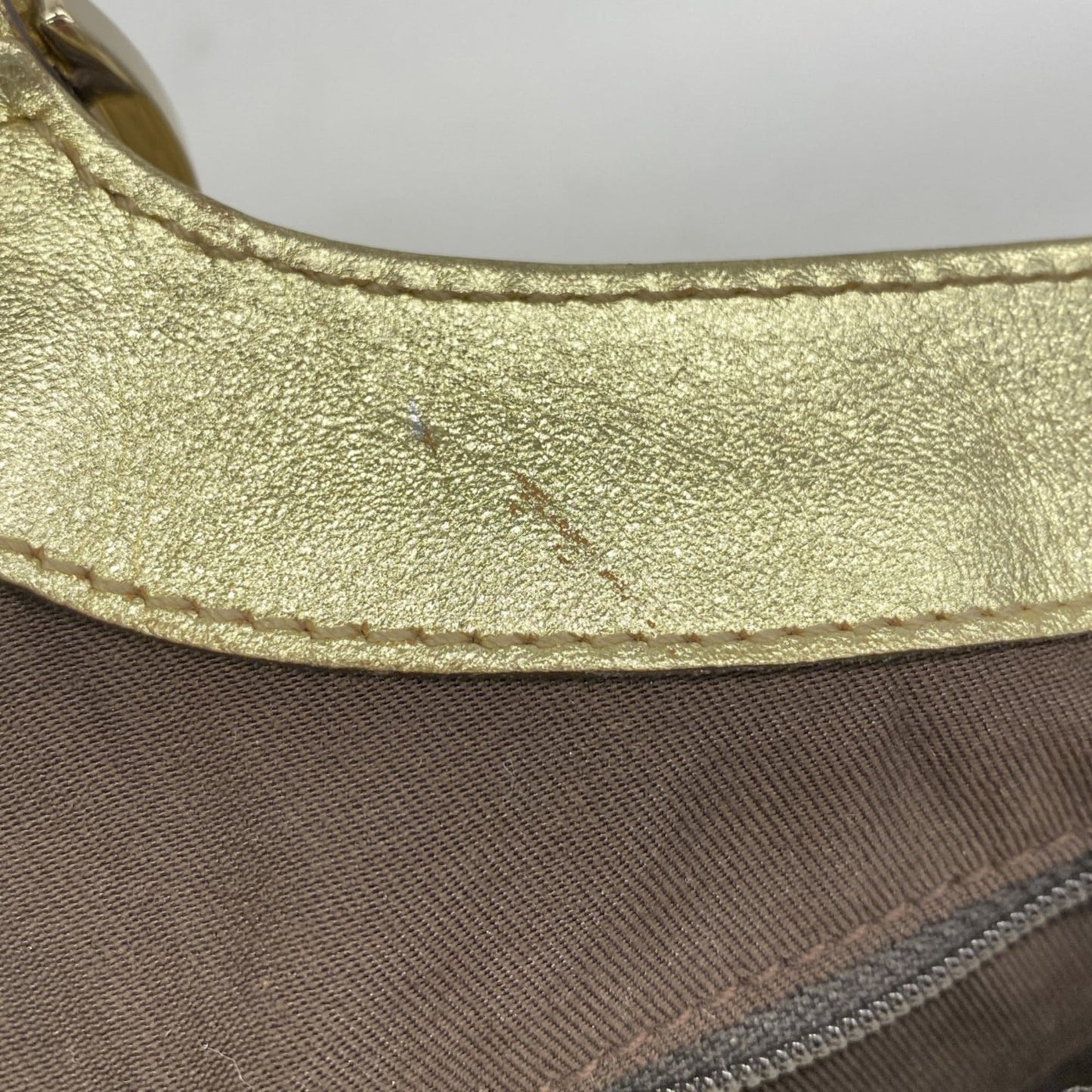 Gucci Beige Brown Canvas Handbag ( )