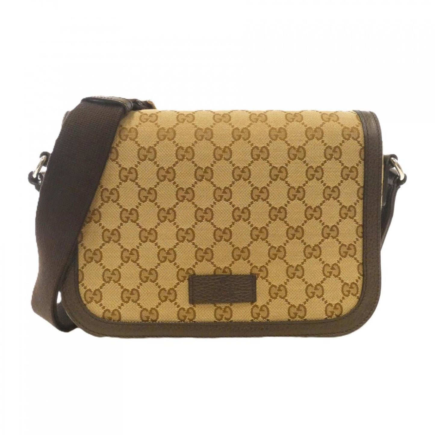 Gucci Beige Brown Gg Canvas Leather Shoulder Bag ( )
