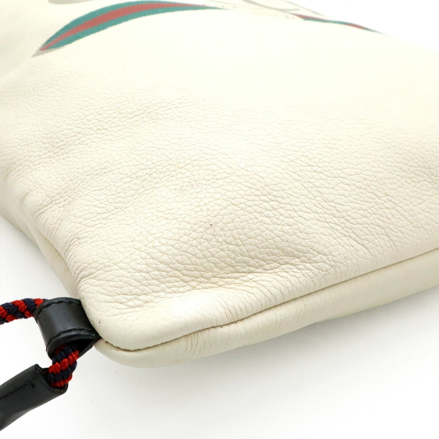 Gucci Green Ivory Red Color Leather Backpack Pouch Tote Bag ( )