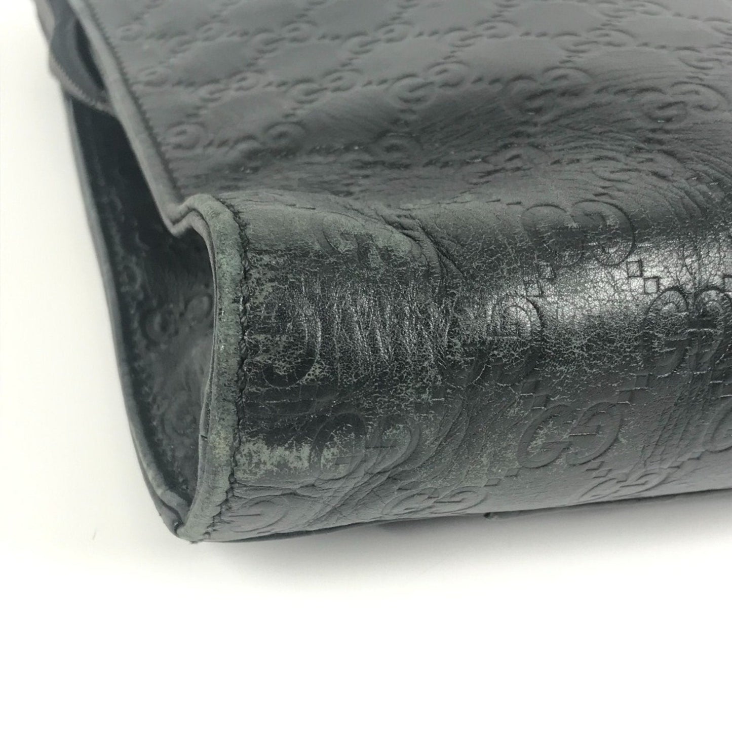 Gucci Black Gg Leather Briefcase Handbag Tote Bag ( )