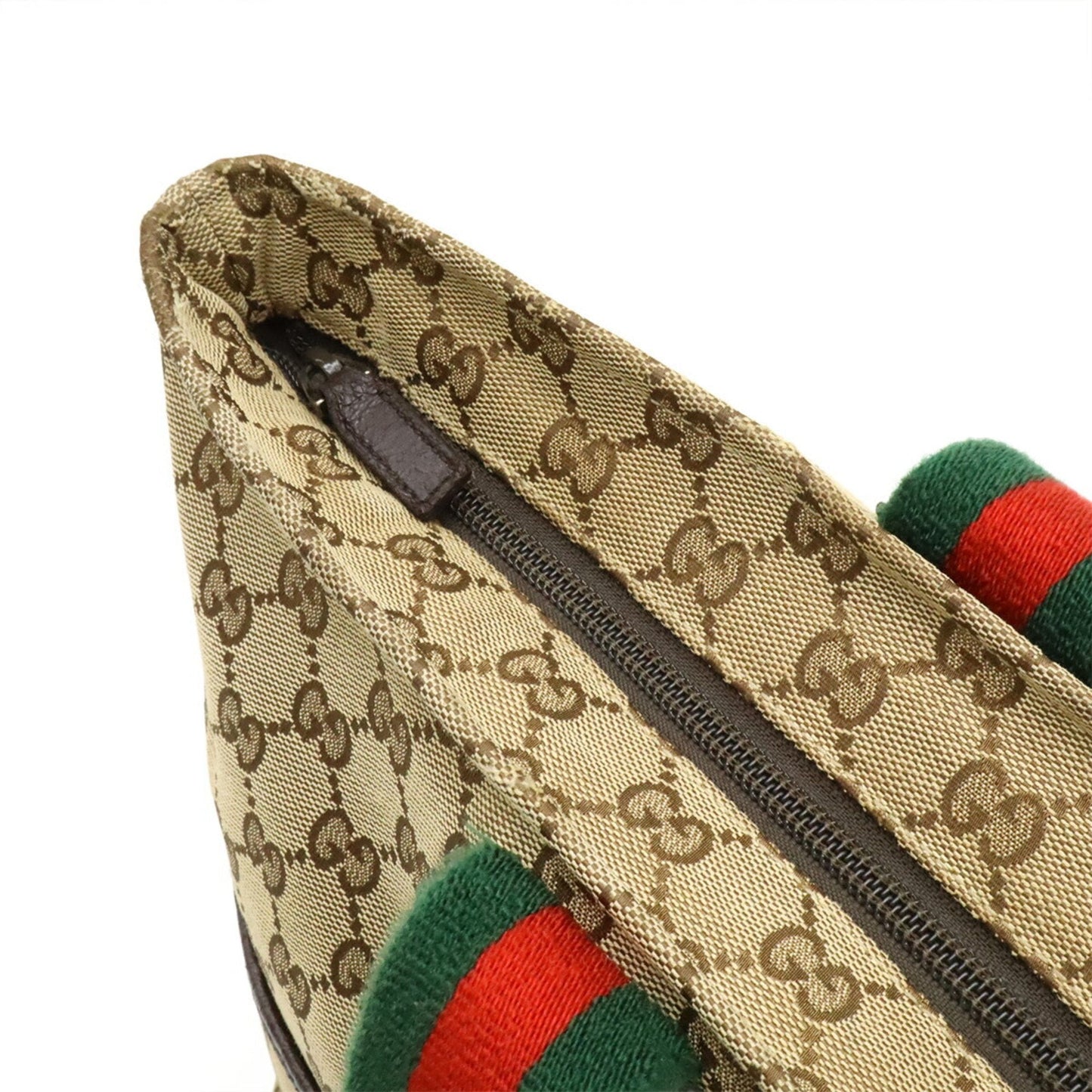 Gucci Beige Khaki Red Color Gg Canvas Leather Shoulder Bag Tote Bag ( )