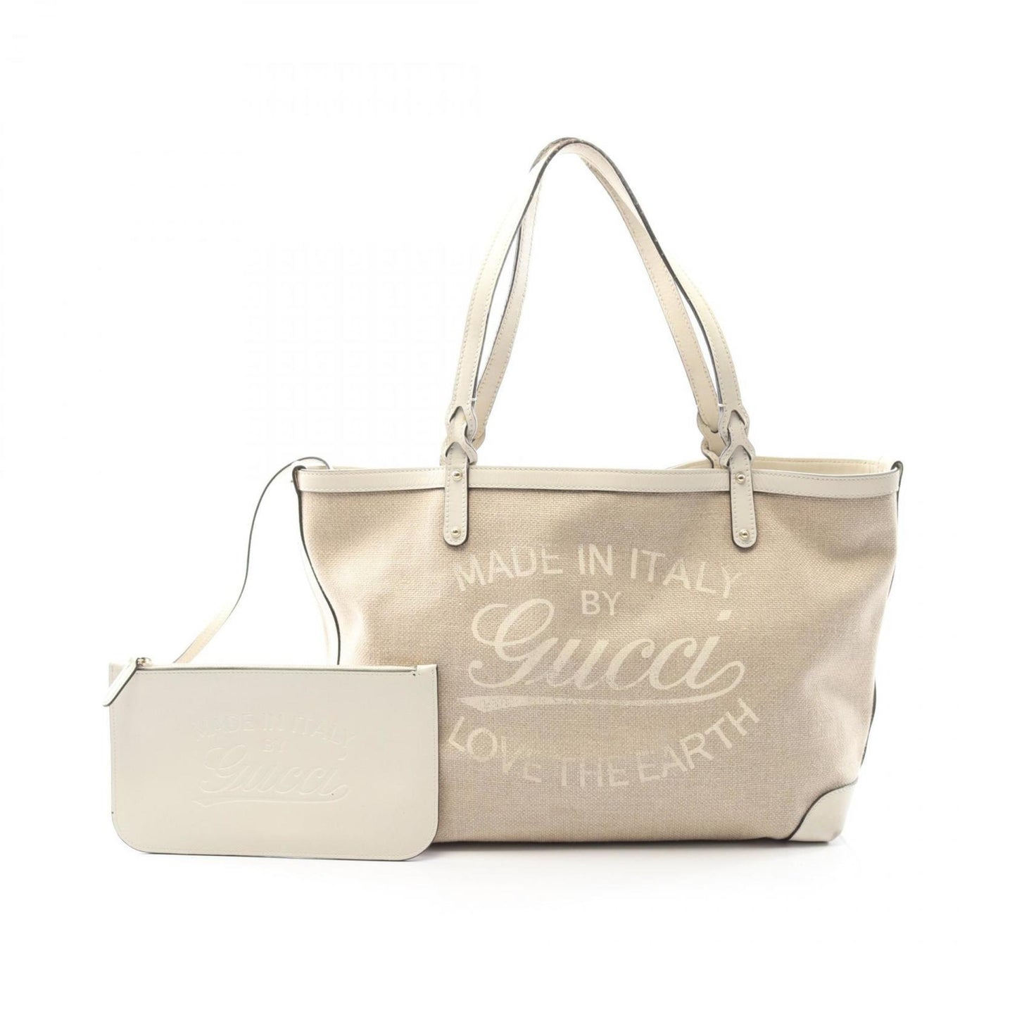 Gucci Beige Canvas Leather Tote Bag ( )