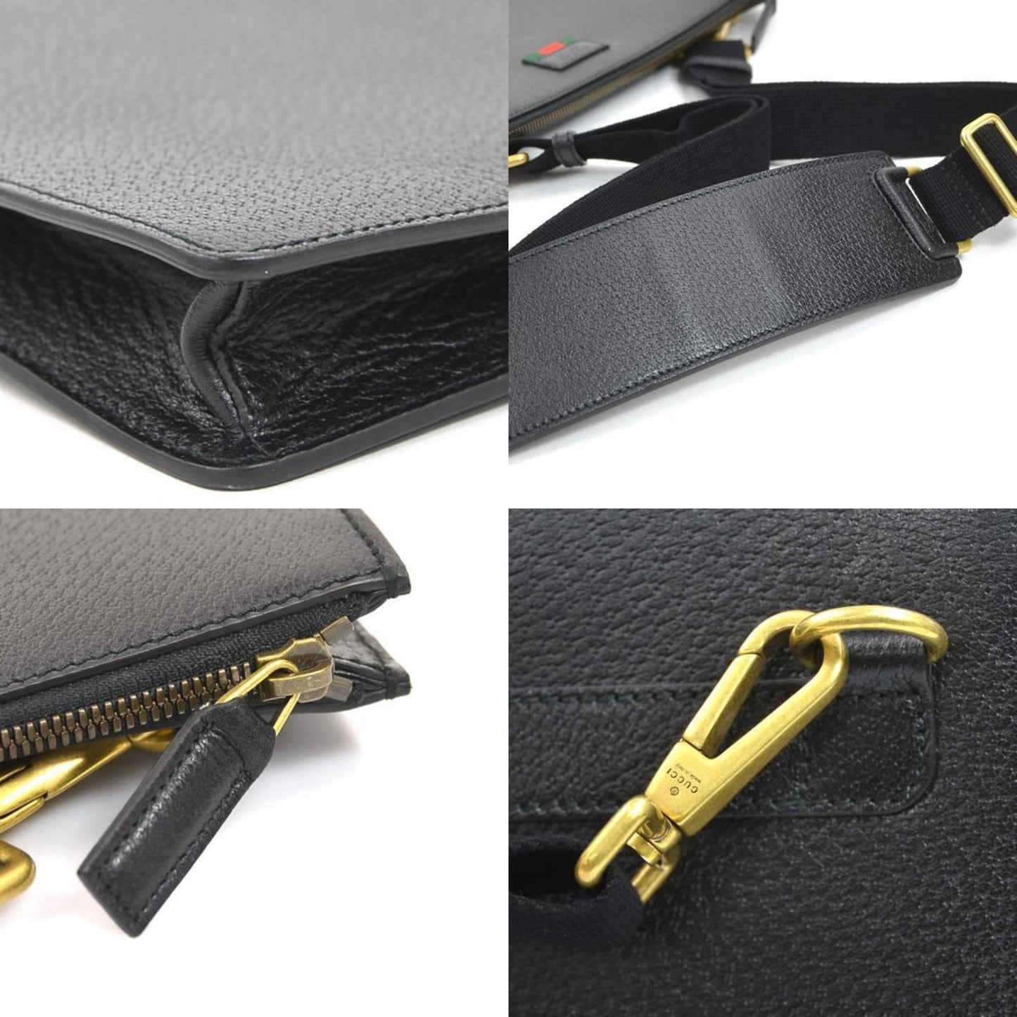 Gucci Black Leather Clutch Bag Shoulder Bag ( )