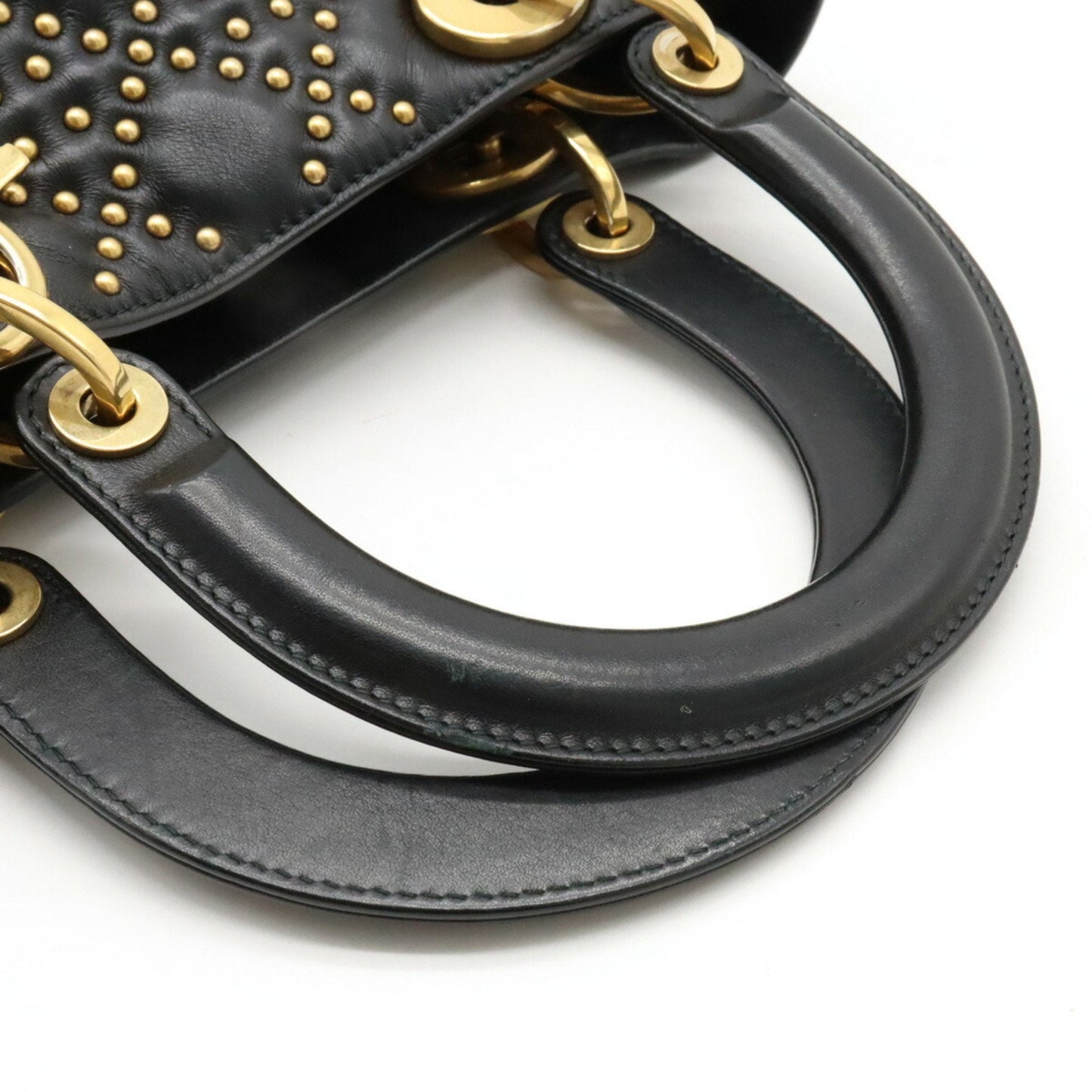 Christian Dior Lady Dior Black Leather Handbag Shoulder Bag ()