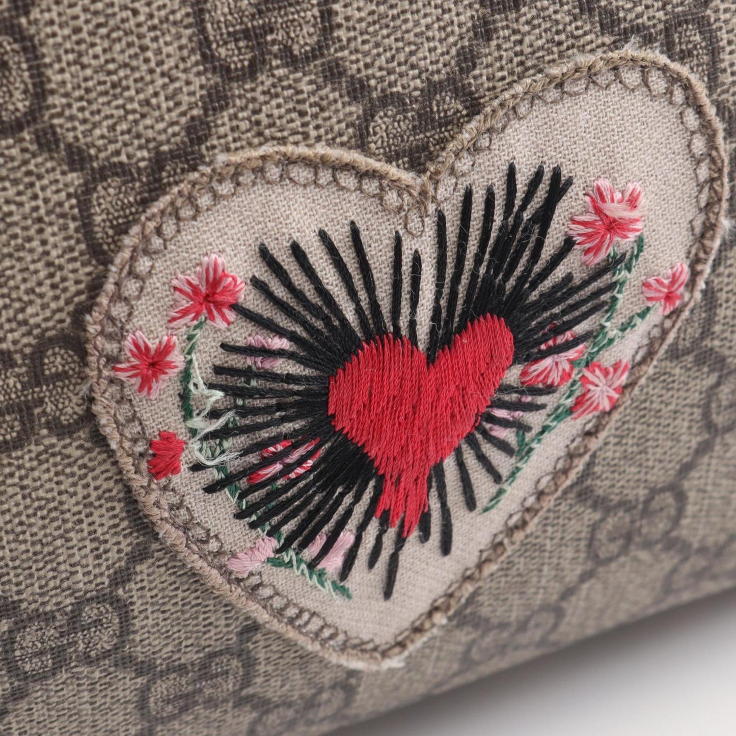 Gucci Beige Red Color Gg Supreme Leather Handbag ( )
