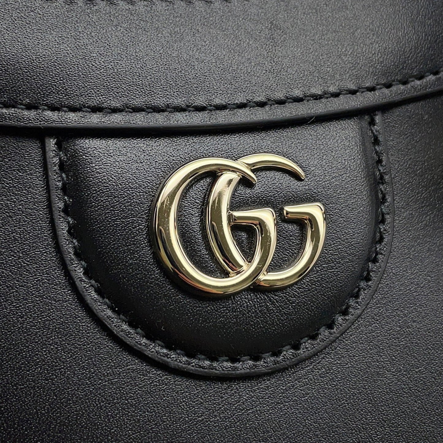 Gucci Black Leather Handbag Shoulder Bag Tote Bag ( )