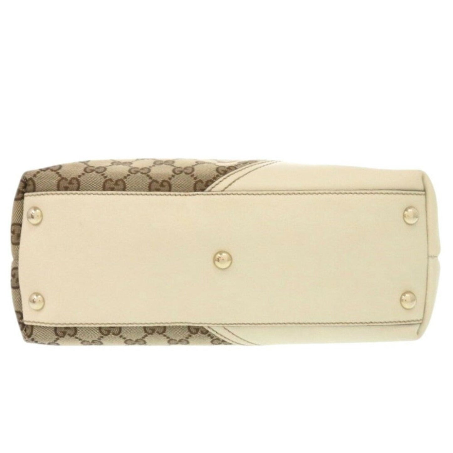 Gucci Beige White Gg Canvas Leather Tote Bag ( )