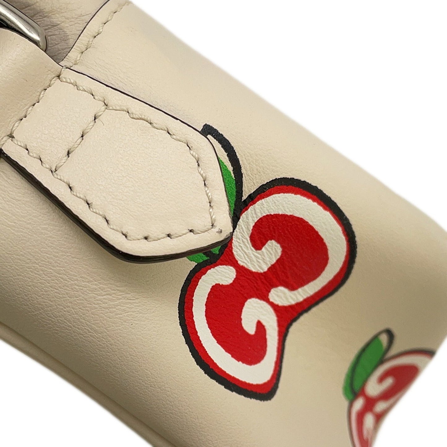 Gucci Beige Red Color White Leather Shoulder Bag ( )
