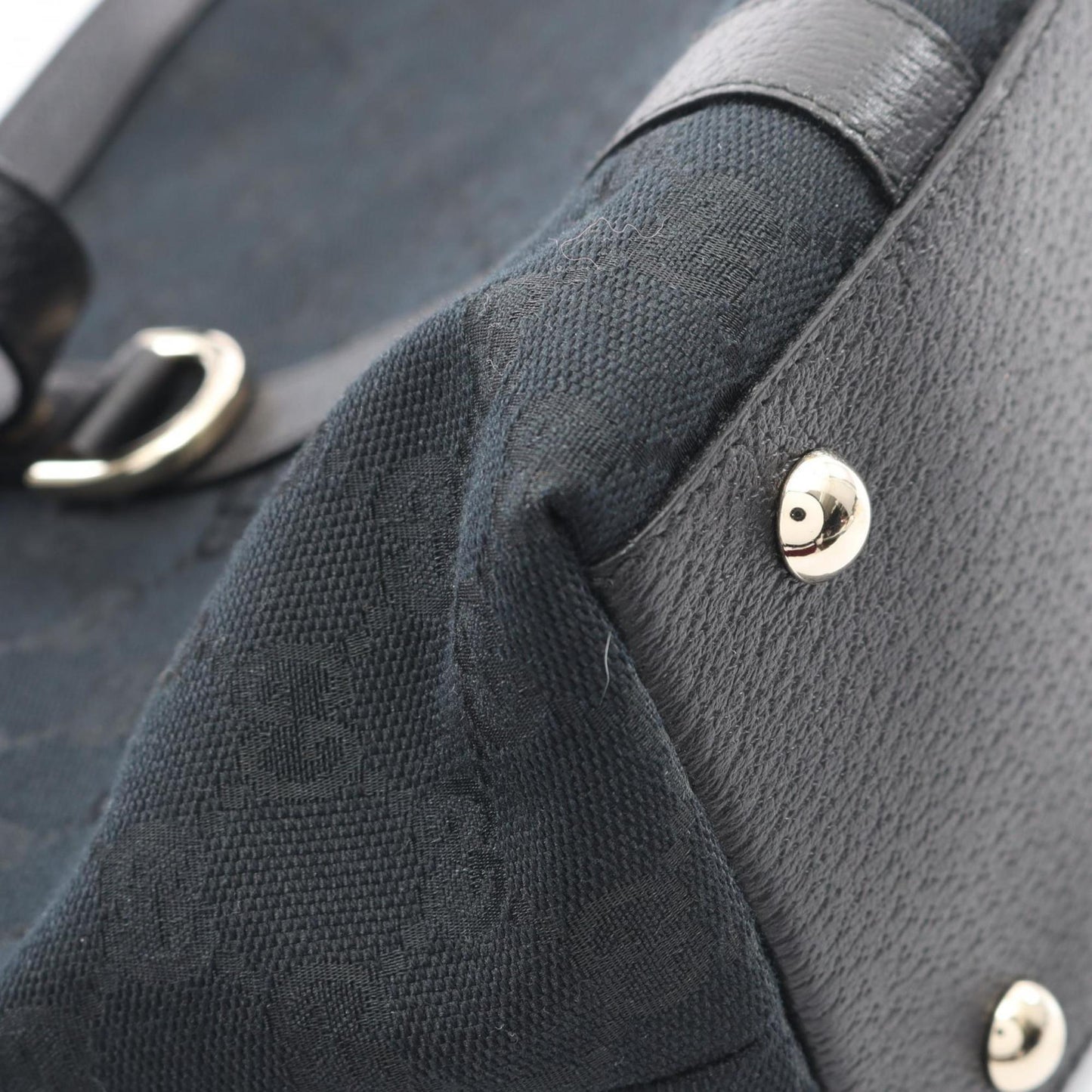 Gucci Black Gg Canvas Leather Tote Bag ( )