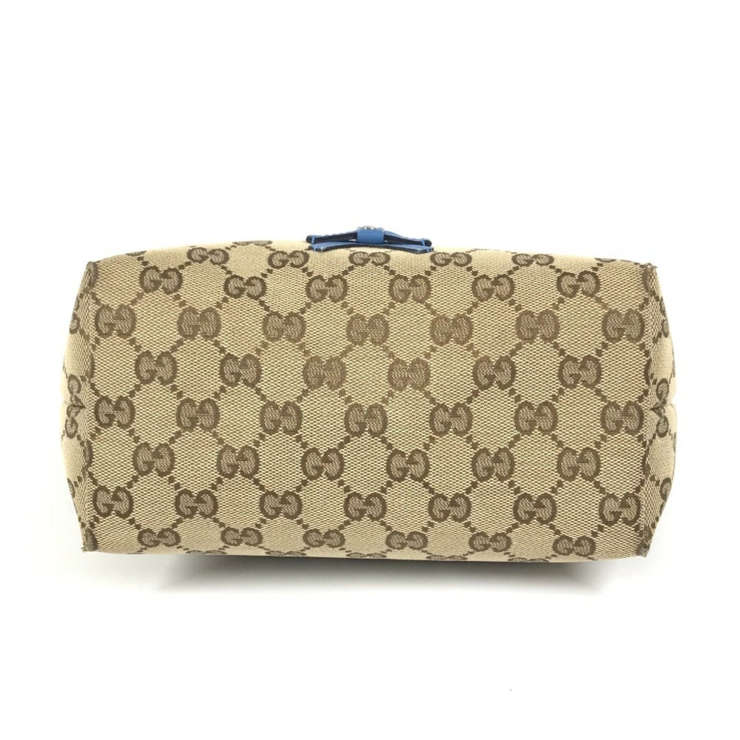 Gucci Gg Canvas Beige Blue Gg Canvas Leather Handbag Tote Bag ( )