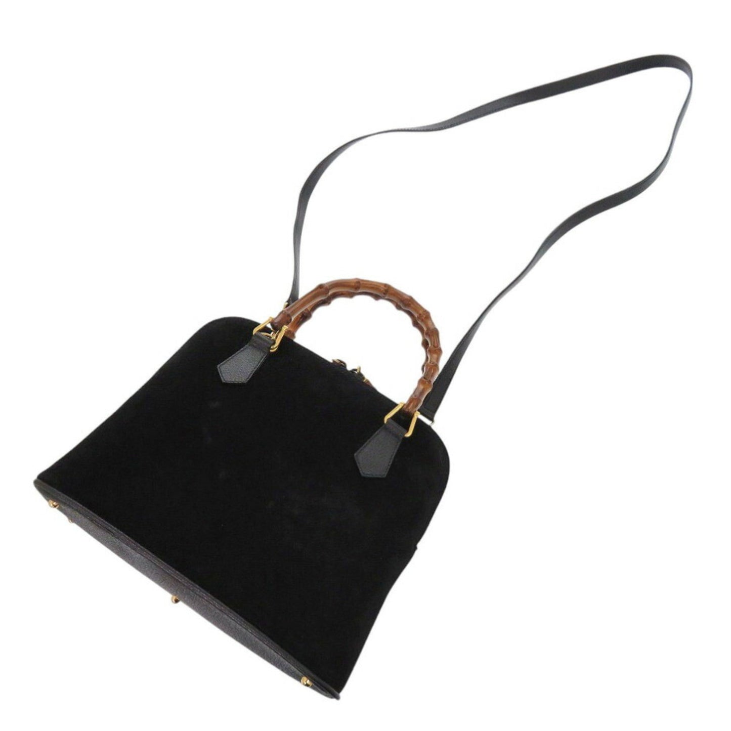 Gucci Black Bamboo Suede Handbag ( )