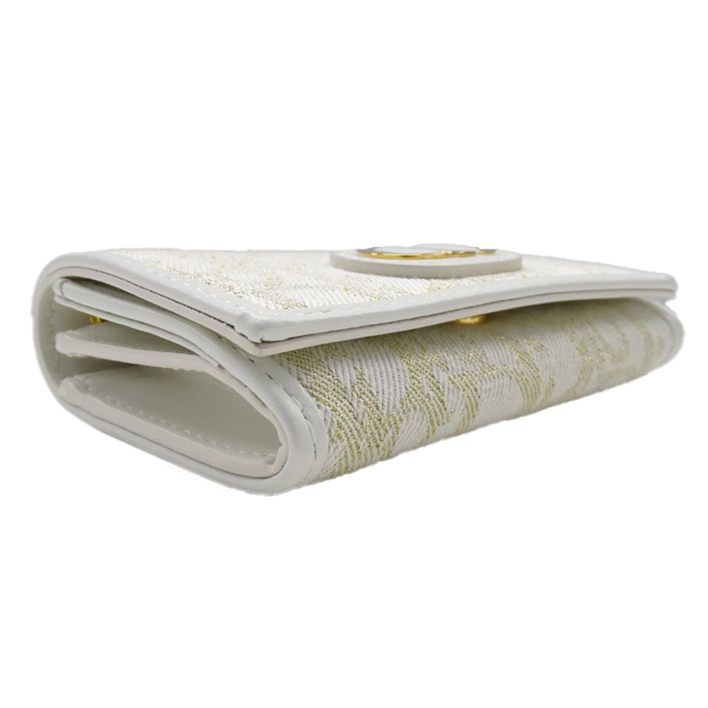 Christian Dior Gold White Jacquard Coin Purse/Coin Case ()