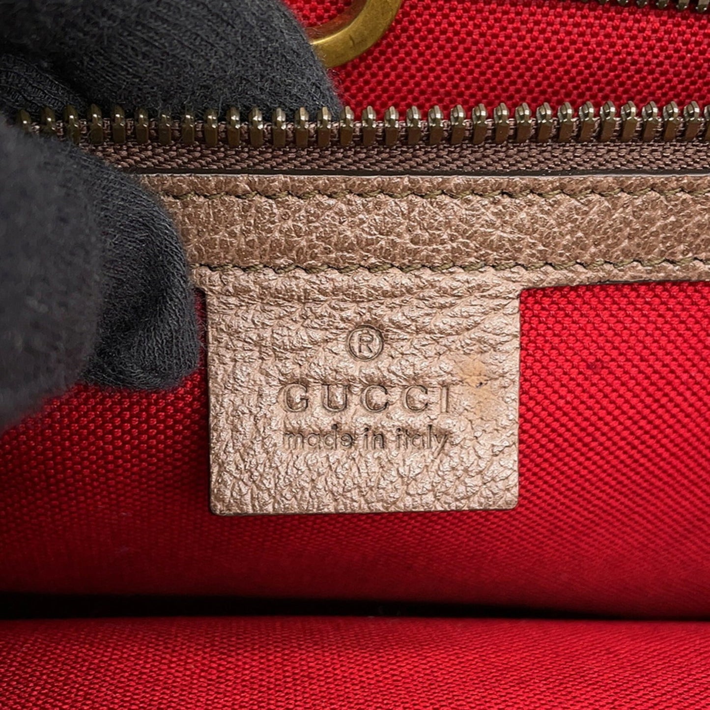 Gucci Multi-Color Red Brown Tweed Leather Shoulder Bag Tote Bag ( )