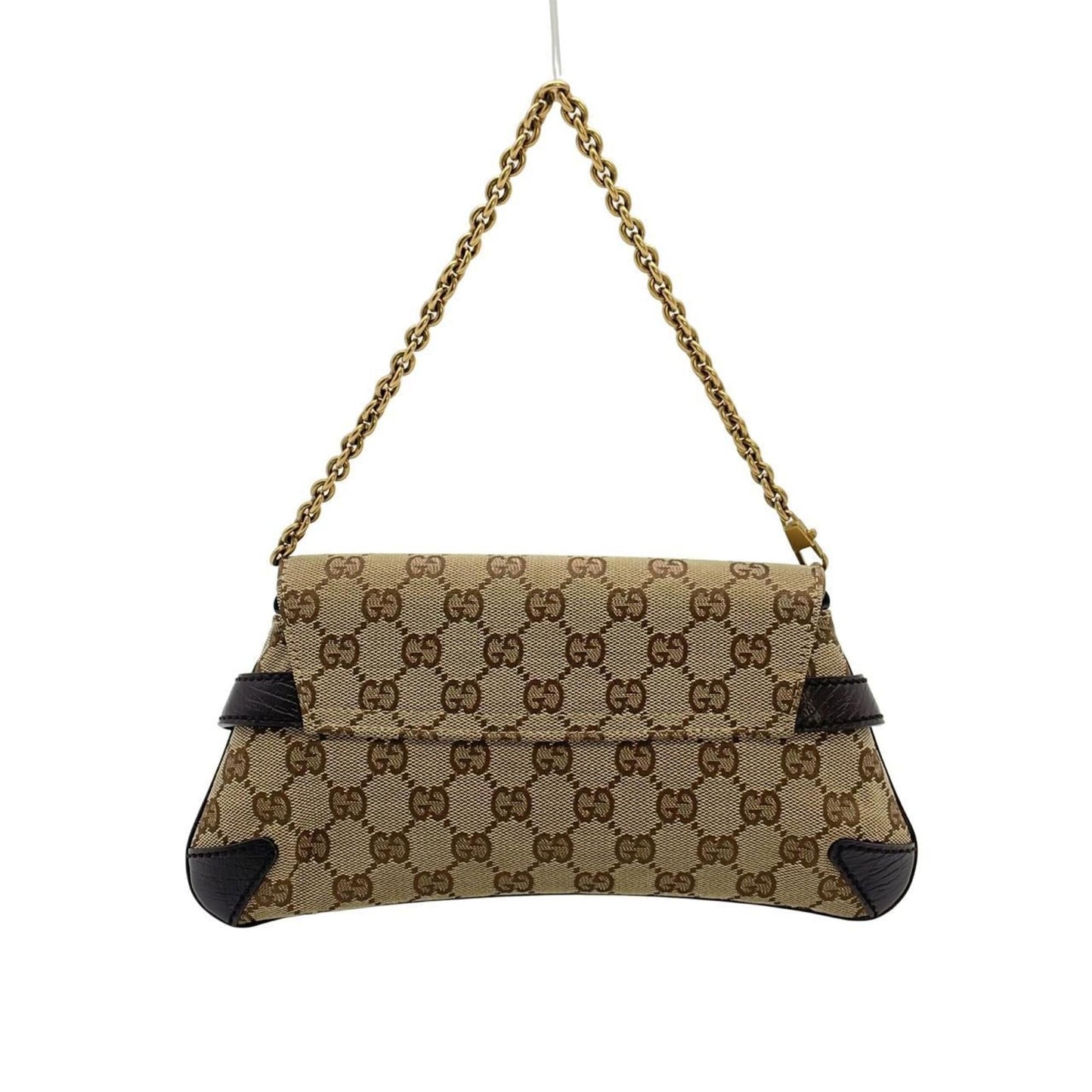 Gucci Beige Brown Gg Canvas Leather Shoulder Bag ( )