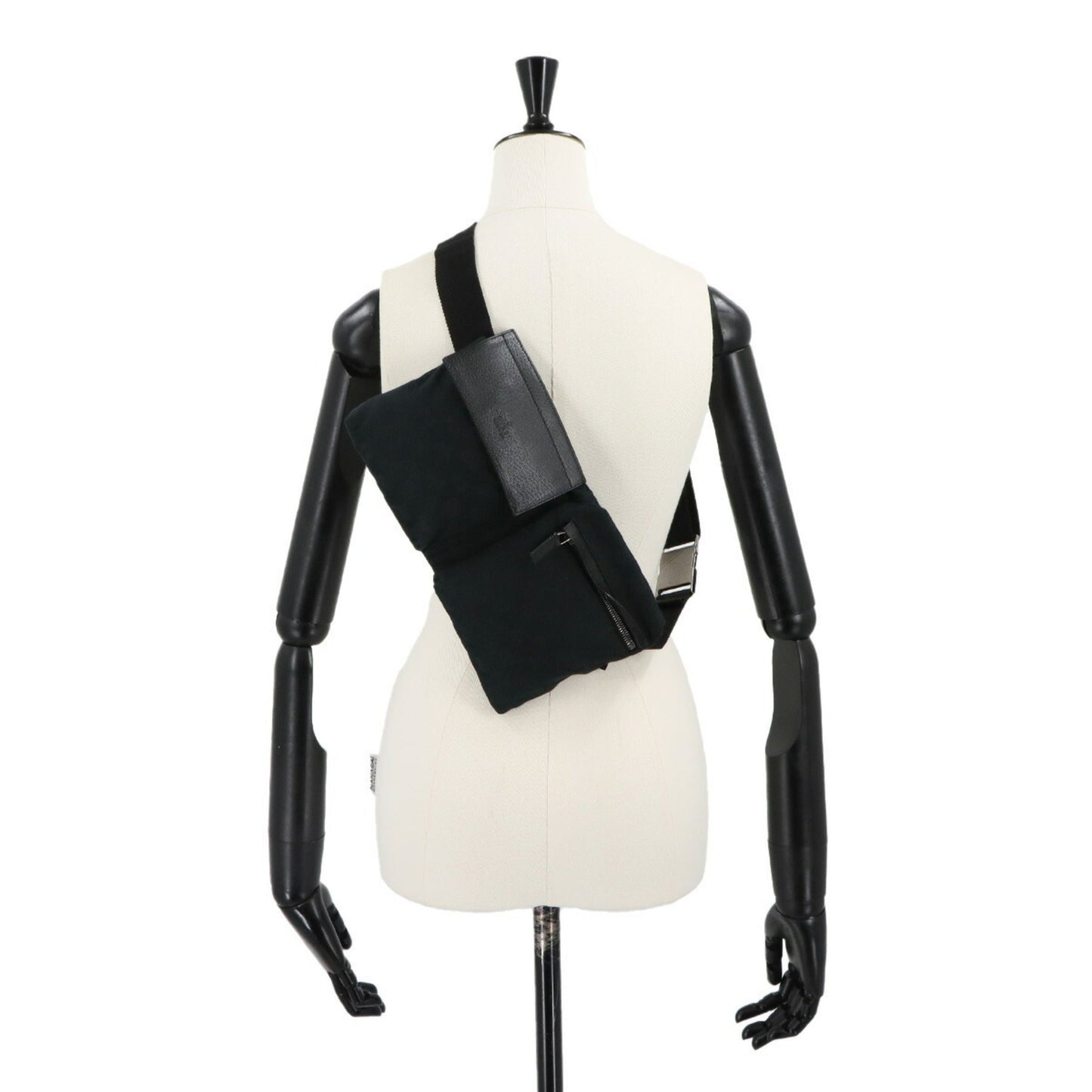 Gucci Black Gg Canvas Leather Fanny Pack ( )