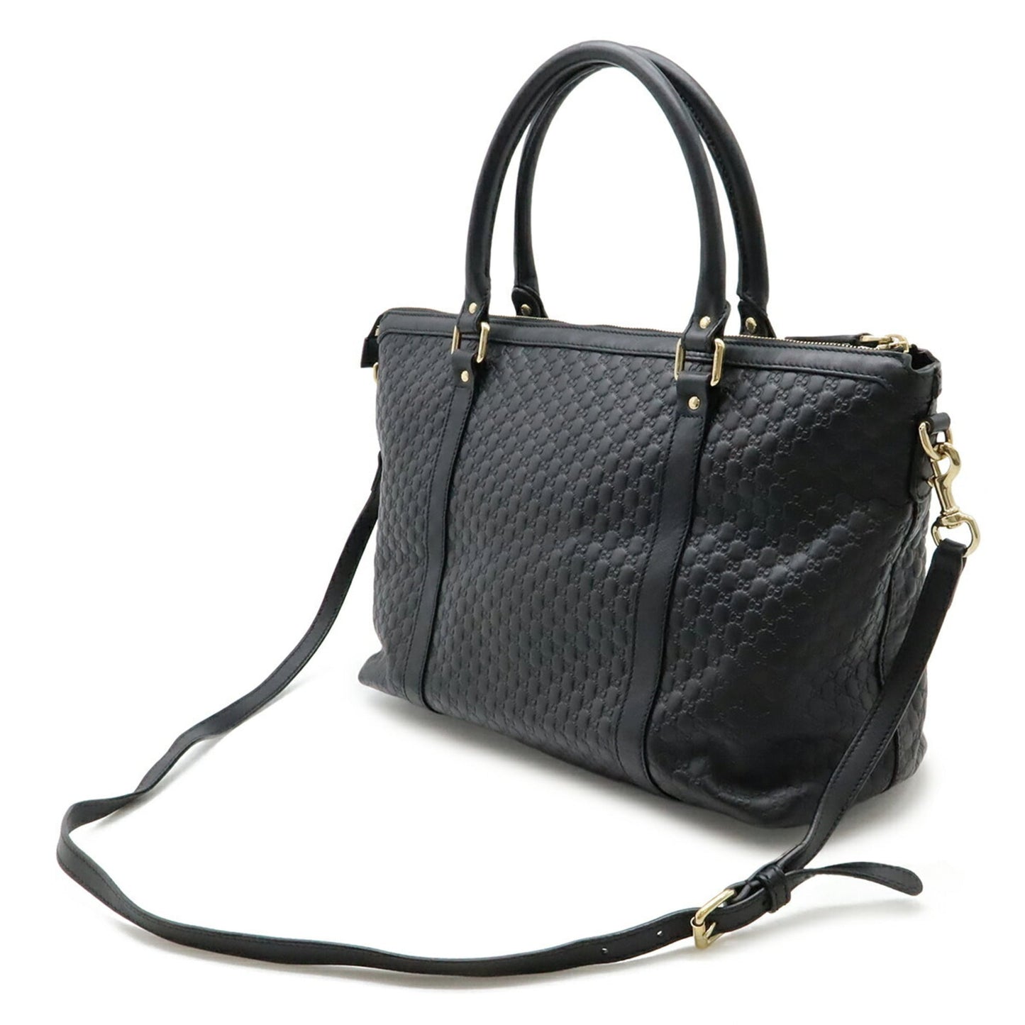 Gucci Black Micro Gg Leather Shoulder Bag Tote Bag ( )