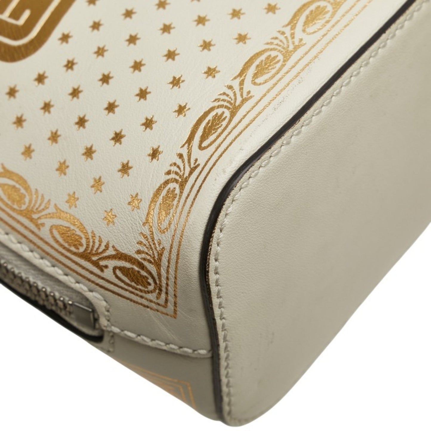 Gucci Gold White Leather Shoulder Bag ( )