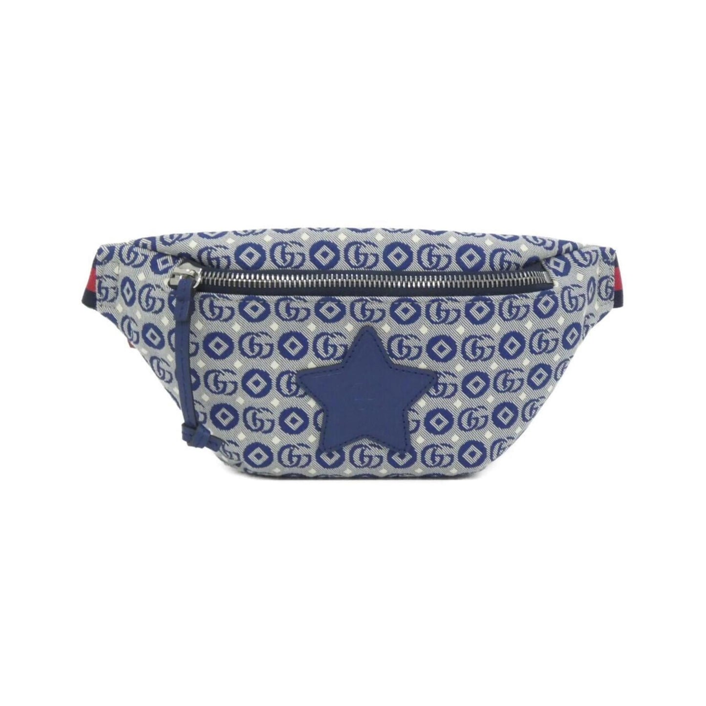 Gucci Blue White Jacquard Cotton Fanny Pack ( )
