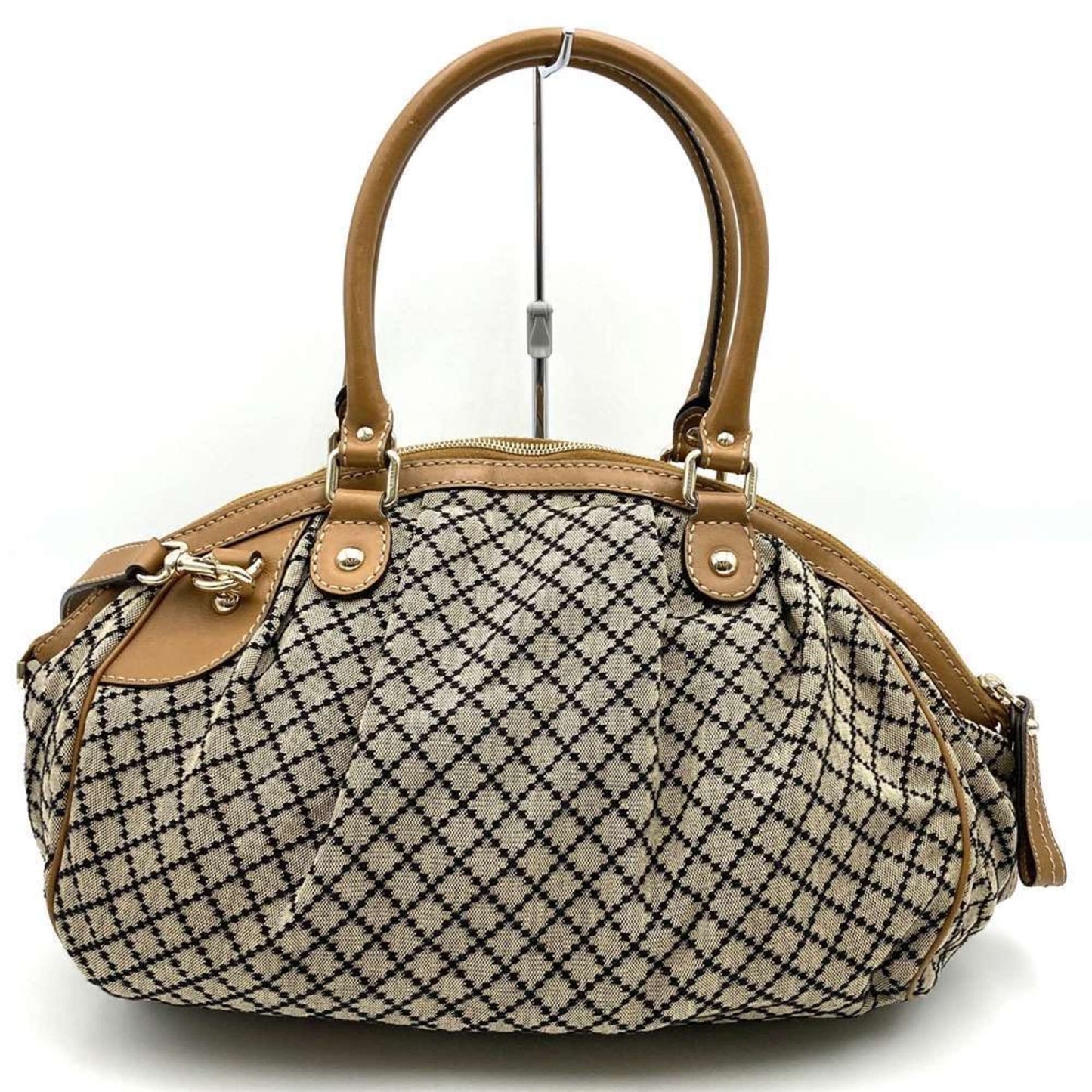 Gucci Brown Canvas Leather Handbag ( )
