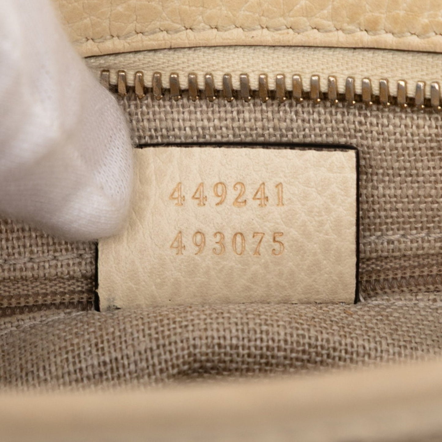 Gucci Beige Ivory Canvas Leather Handbag Shoulder Bag ( )
