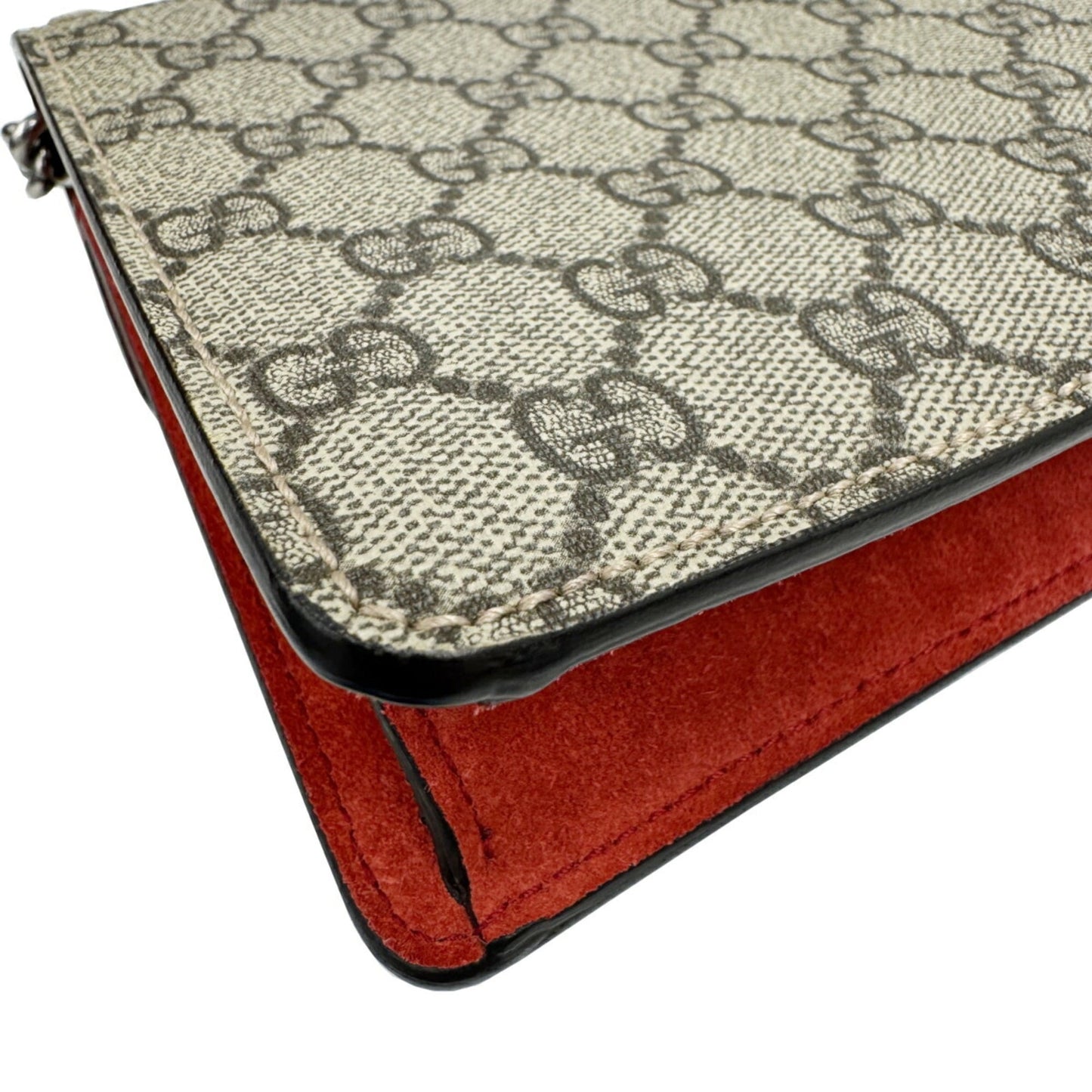 Gucci Brown Red Color Pvc Suede Handbag Shoulder Bag ( )
