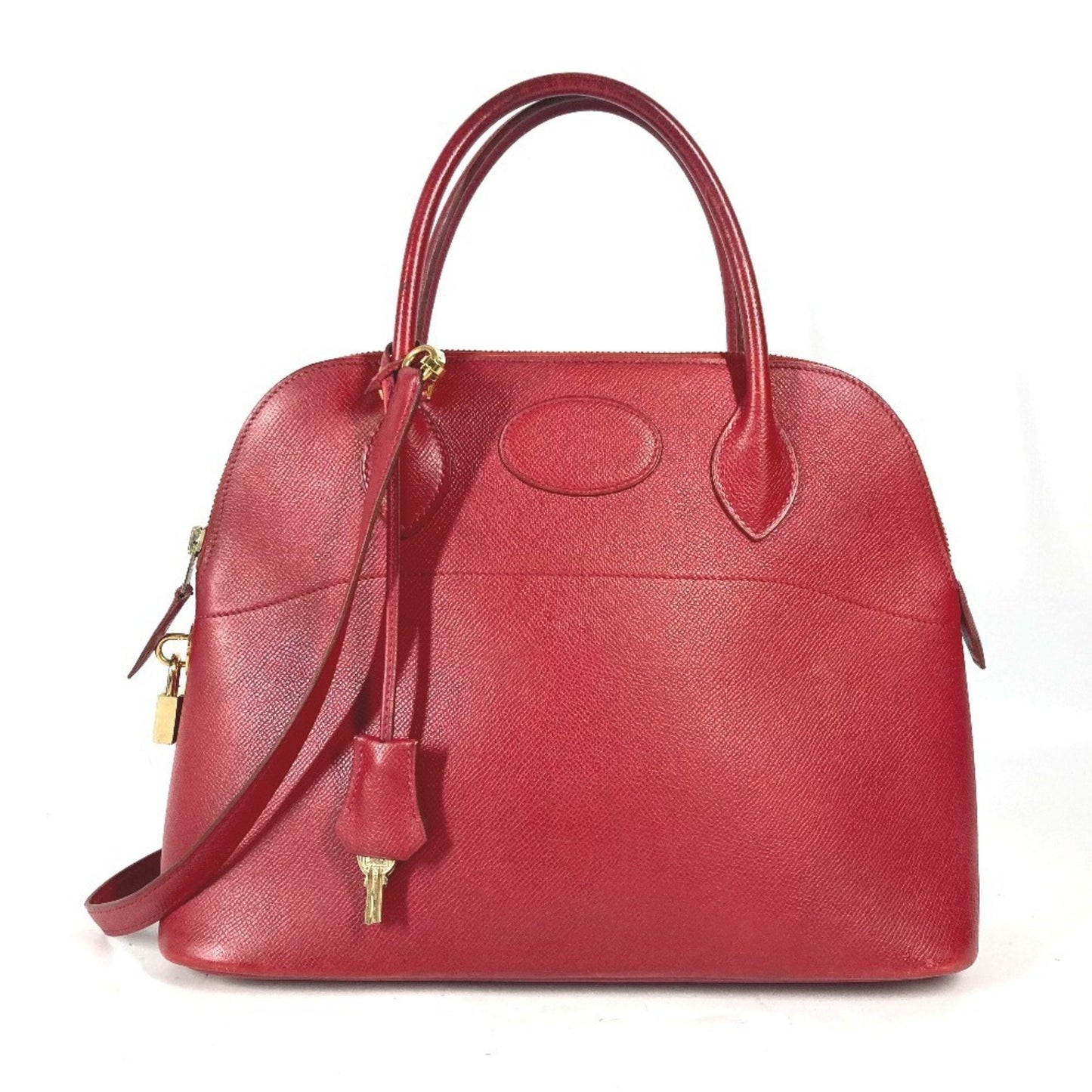 Hermes Red Color Courchevel Leather Handbag Shoulder Bag Tote Bag ( )