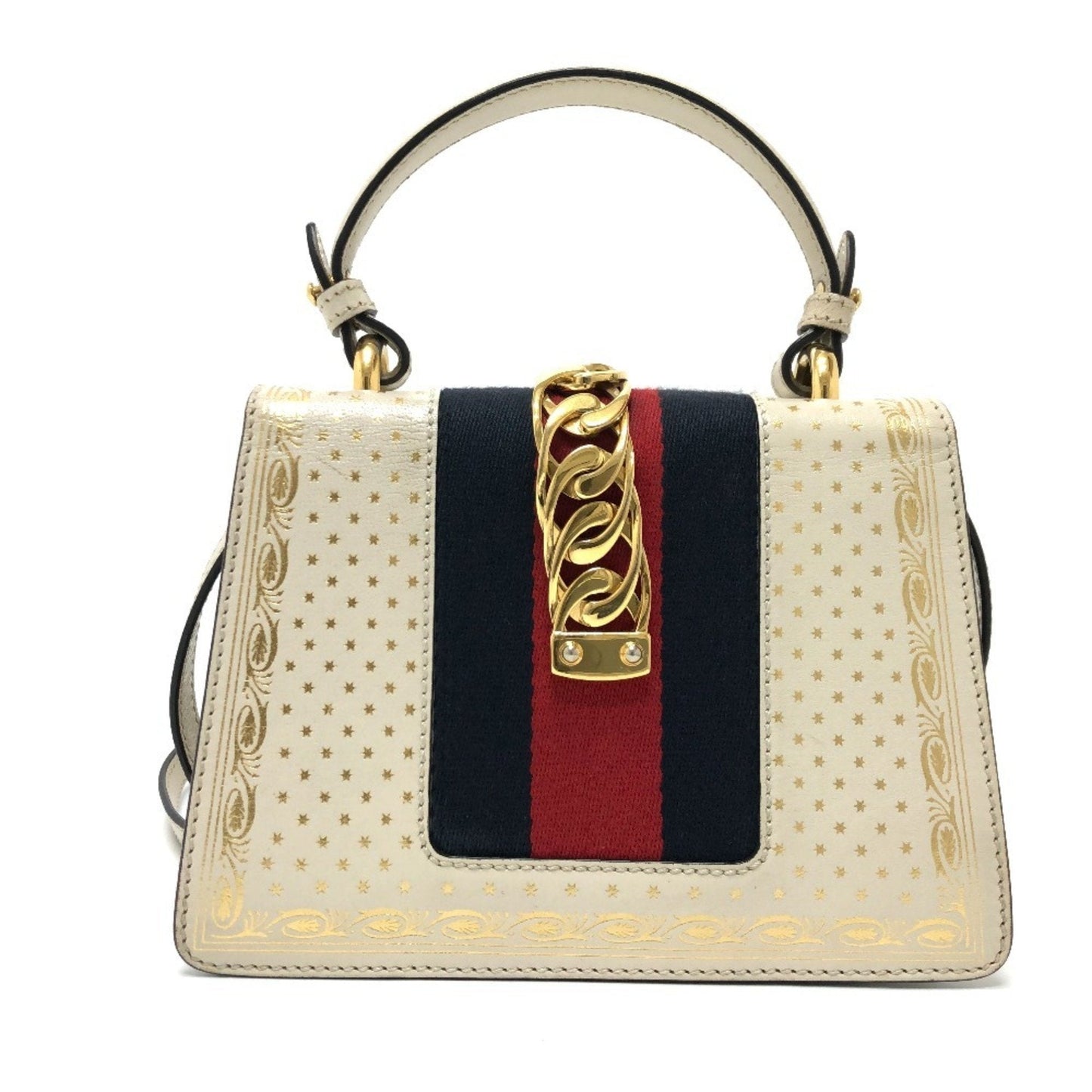 Gucci Blue White Leather Handbag Shoulder Bag ( )