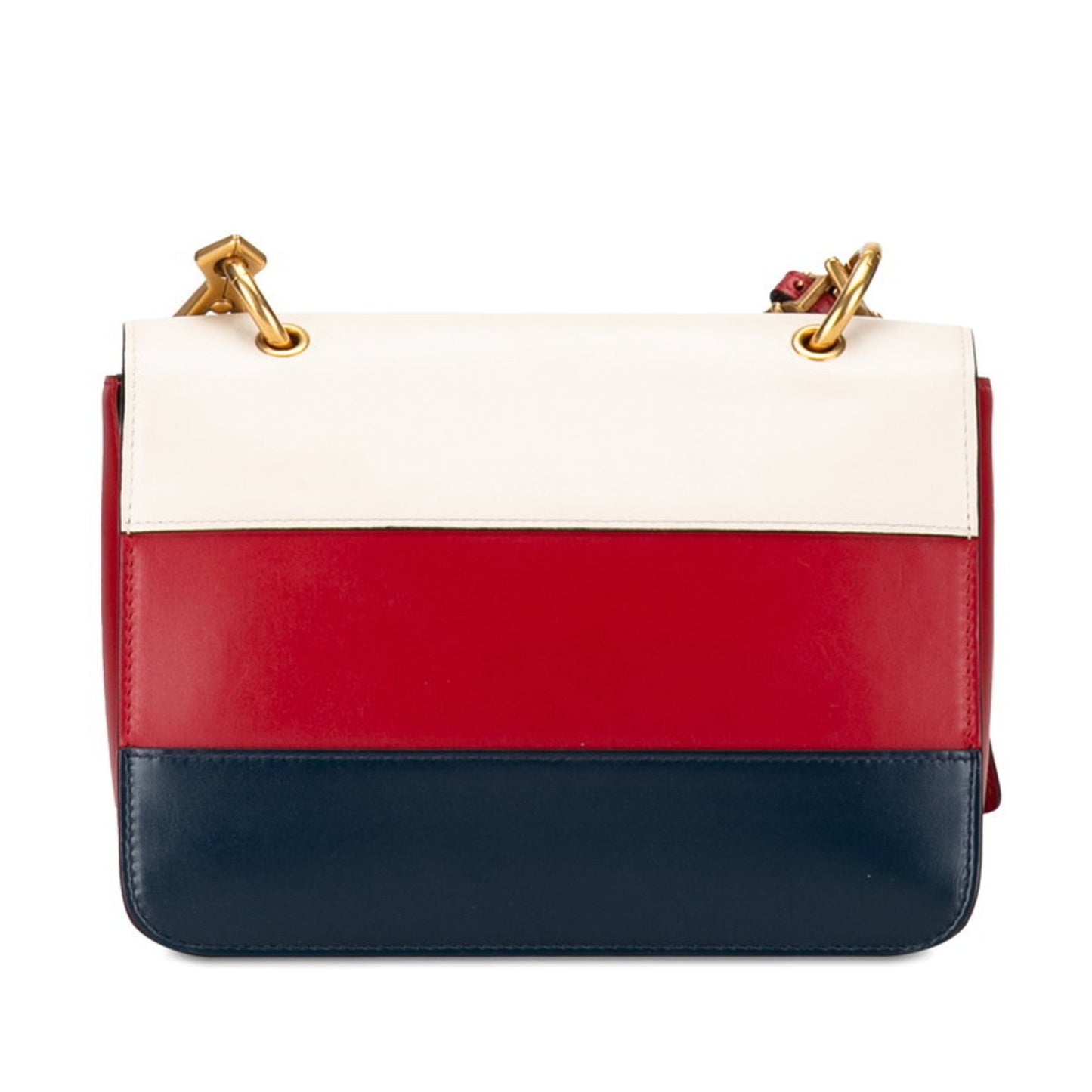 Gucci Navy Red Color White Leather Shoulder Bag ( )