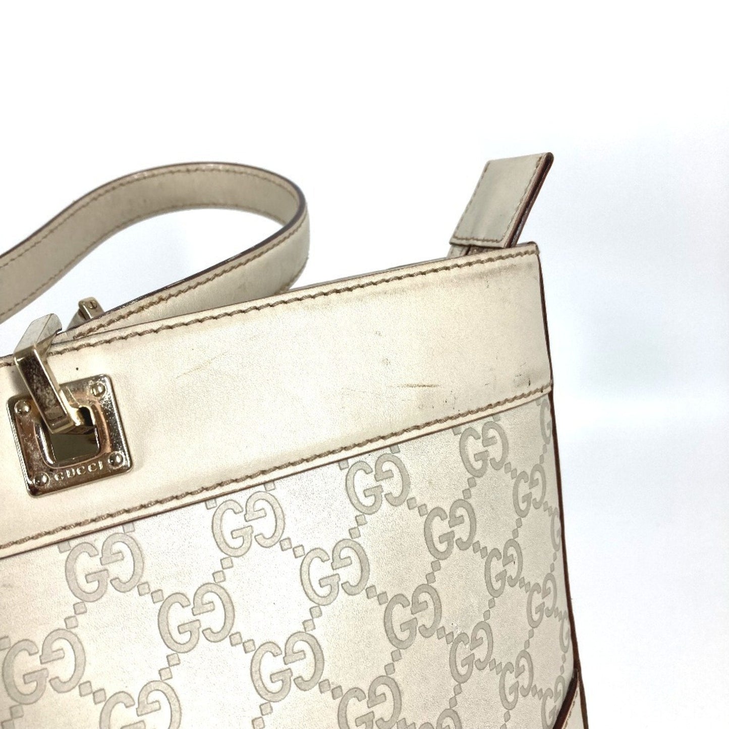 Gucci Off-White Leather Shoulder Bag Tote Bag ( )