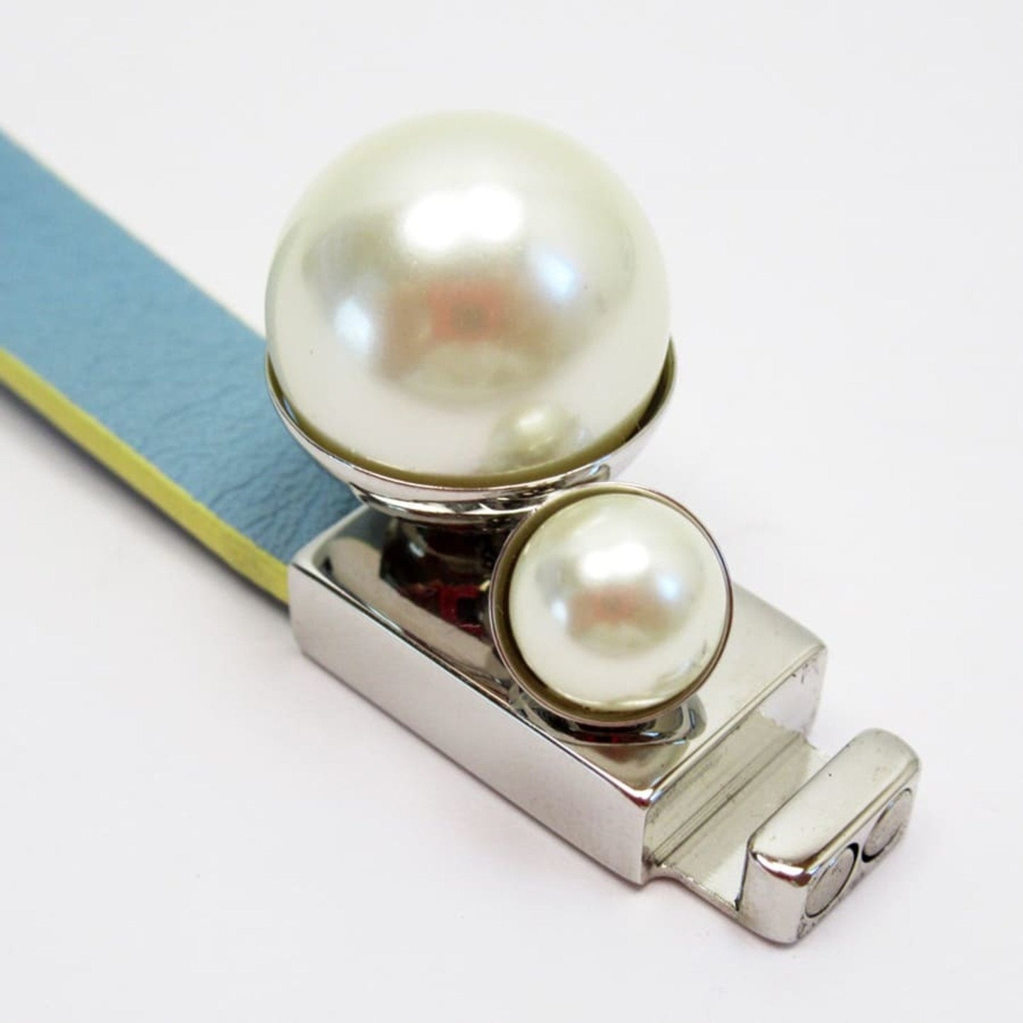 Christian Dior Blue Silver White Yellow Leather Choker ()