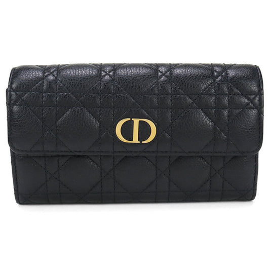 Christian Dior Black Leather Long Wallet (Bi-Fold) ()