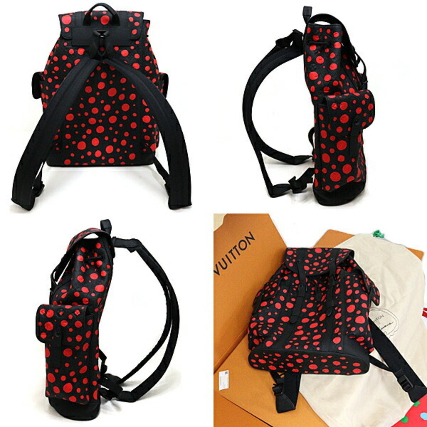 LOUIS VUITTON LOUISVUITTON Yayoi Kusama LV × YK Christopher MM Backpack Rucksack M21978 Black