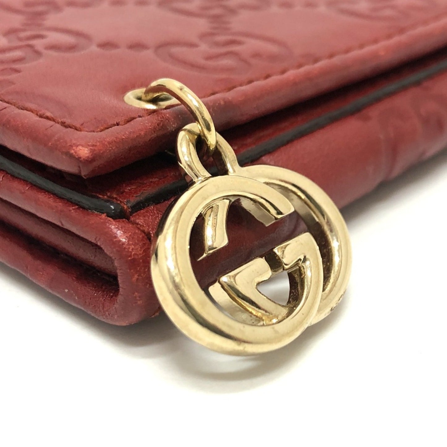 Gucci Red Color Gg Leather Long Wallet (Bi-Fold) ( )