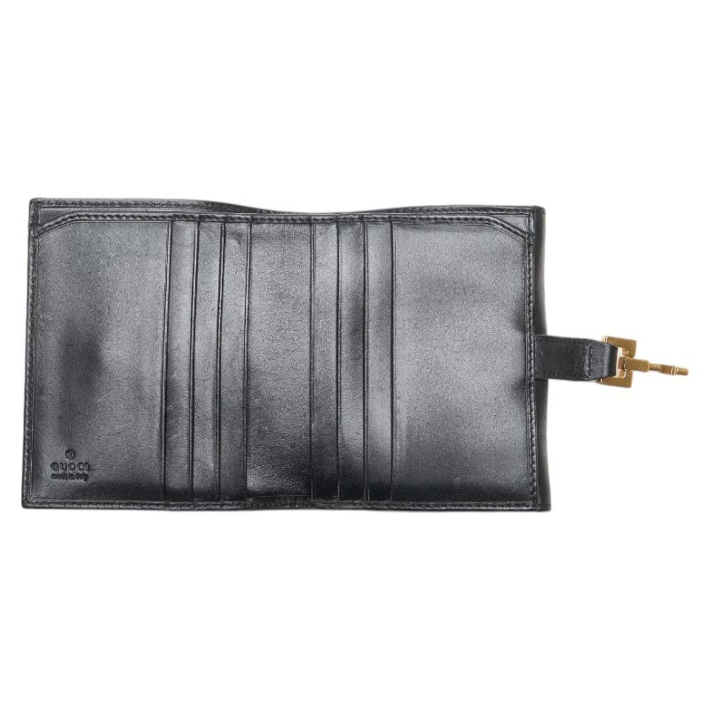 Gucci Gold Black Leather Suede Wallet (Tri-Fold) ( )