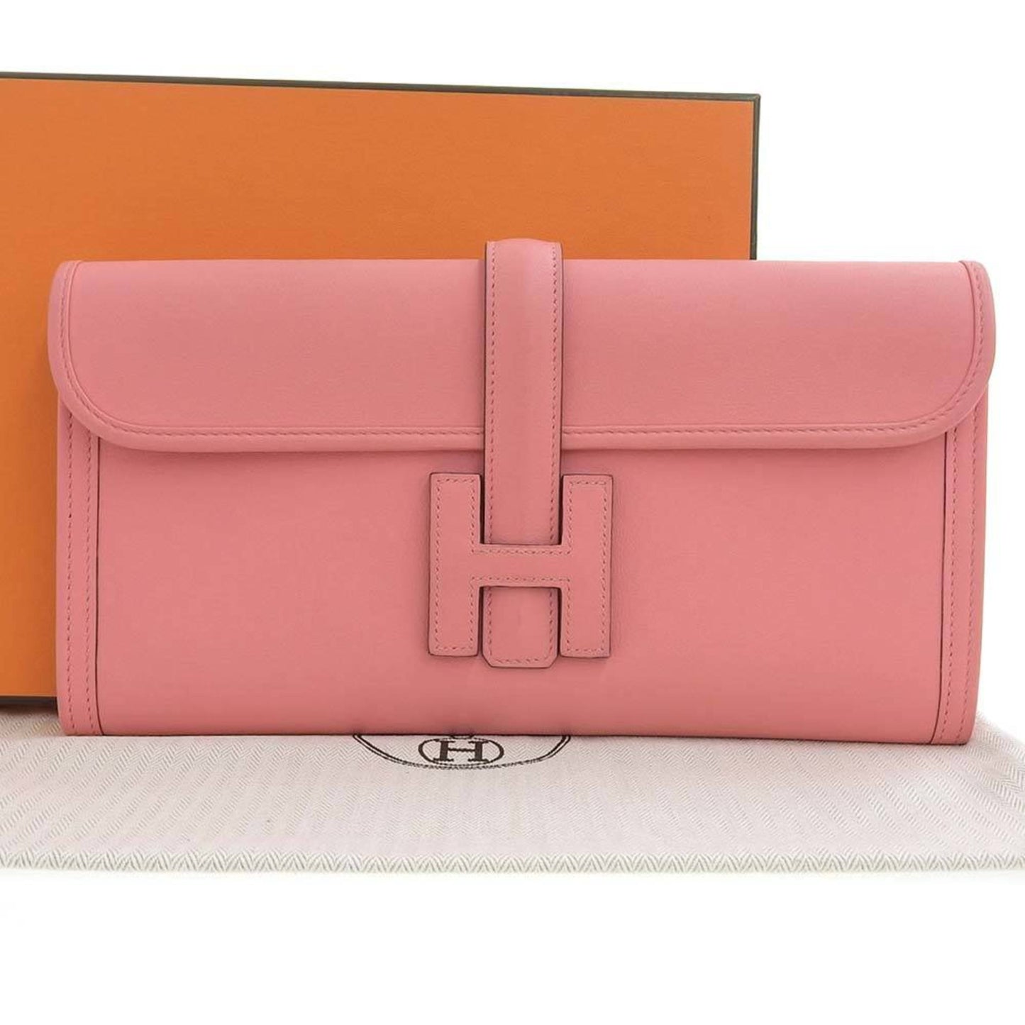 Hermes Pink Swift Leather Clutch Bag ( )