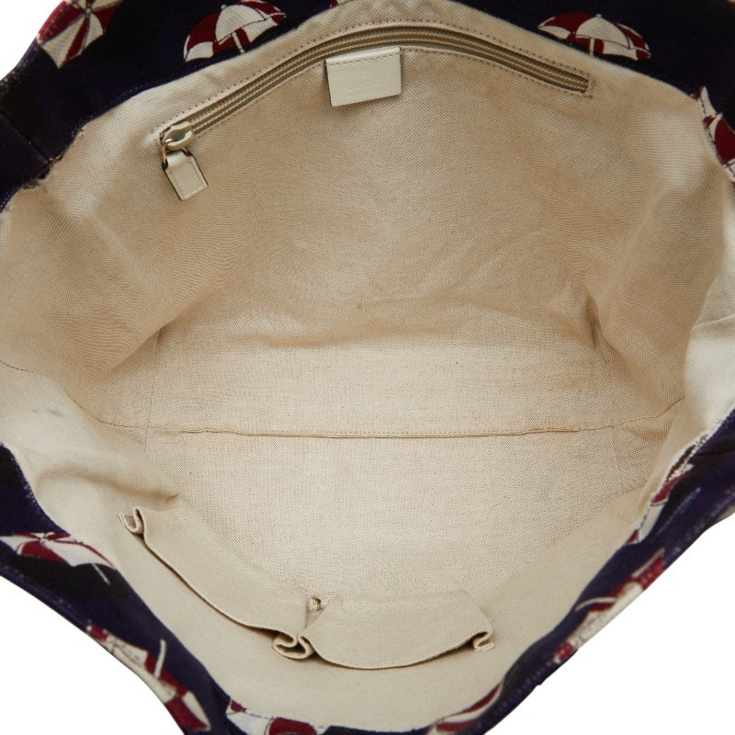 Gucci Multi-Color Navy Canvas Leather Handbag Tote Bag ( )