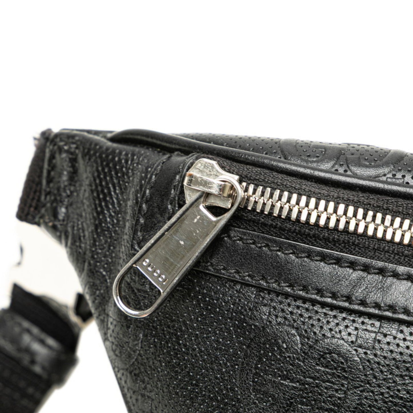 Gucci Black Leather Fanny Pack Sling Bag ( )