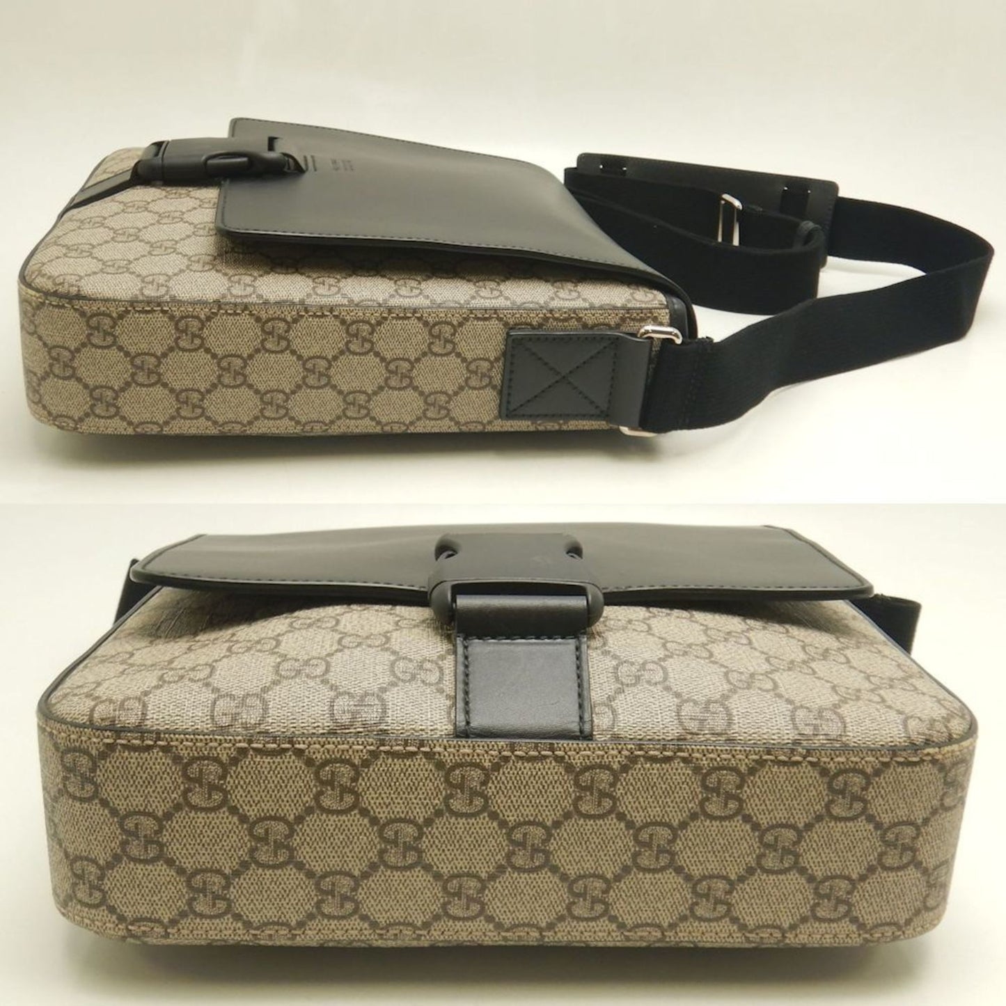Gucci Beige Black Gg Supreme Shoulder Bag ( )