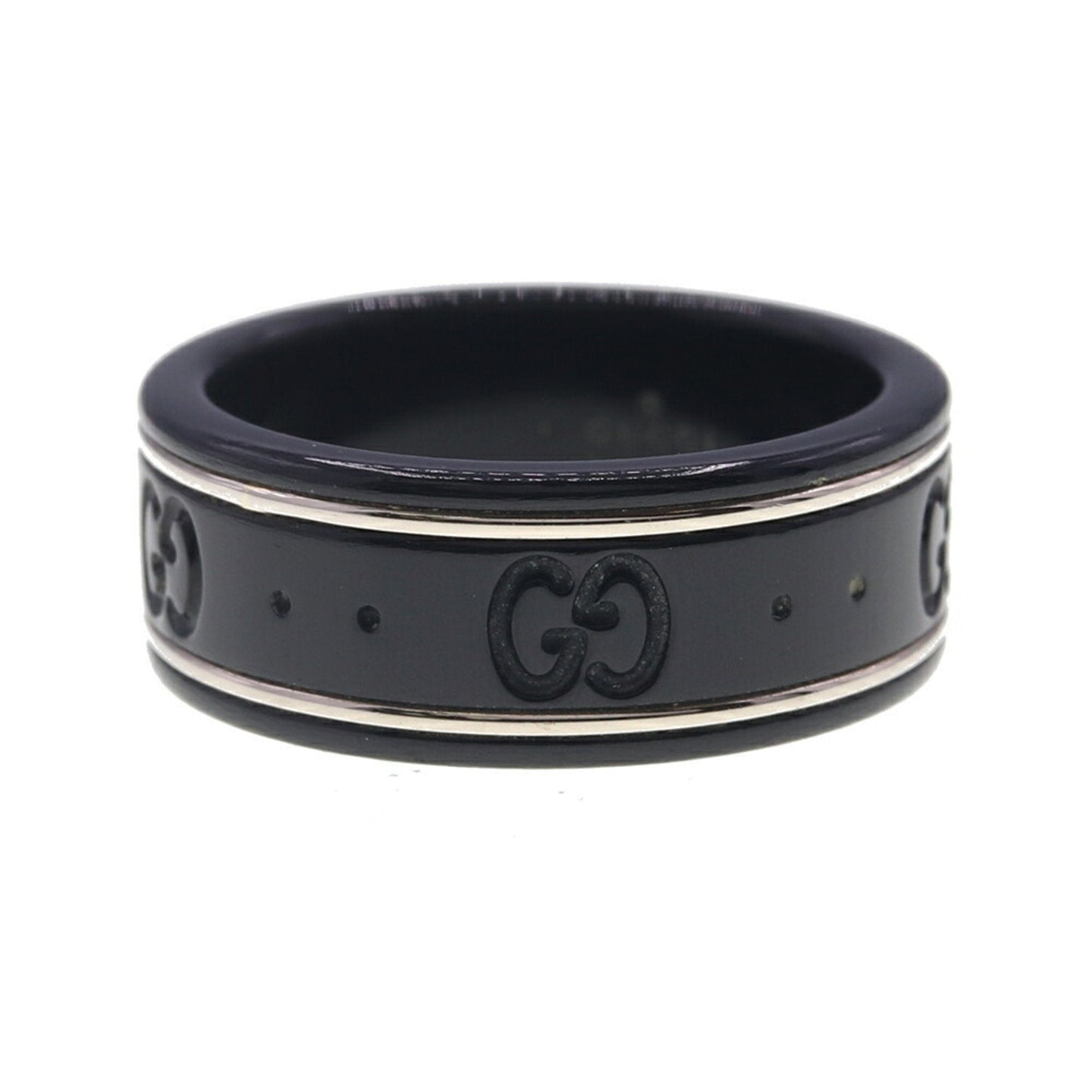 Gucci Silver Black White Gold (18K) Band Ring ( )