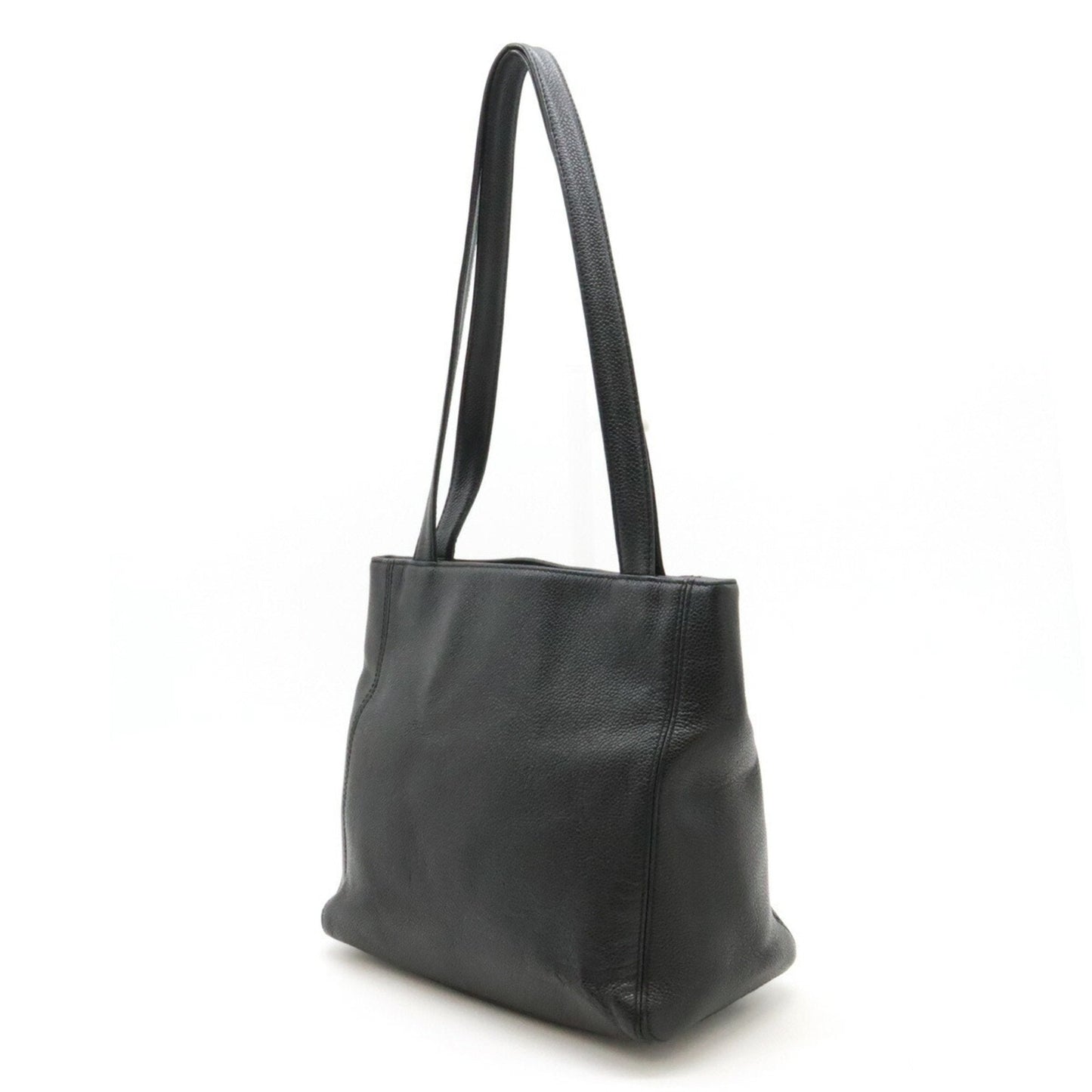 CHANEL Coco Mark Tote Bag Shoulder Caviar Skin Leather Black
