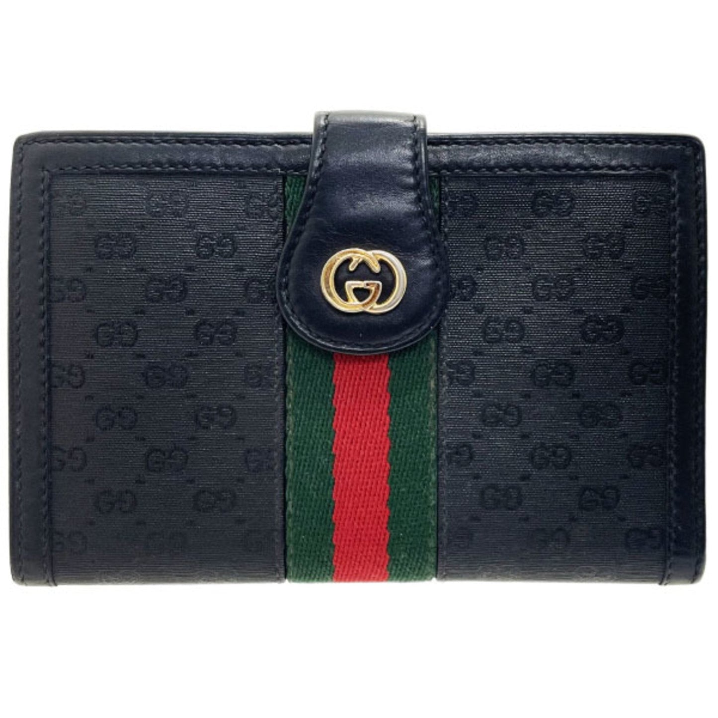 Gucci Black Green Red Color Pvc Leather Middle Wallet (Bi-Fold) ( )